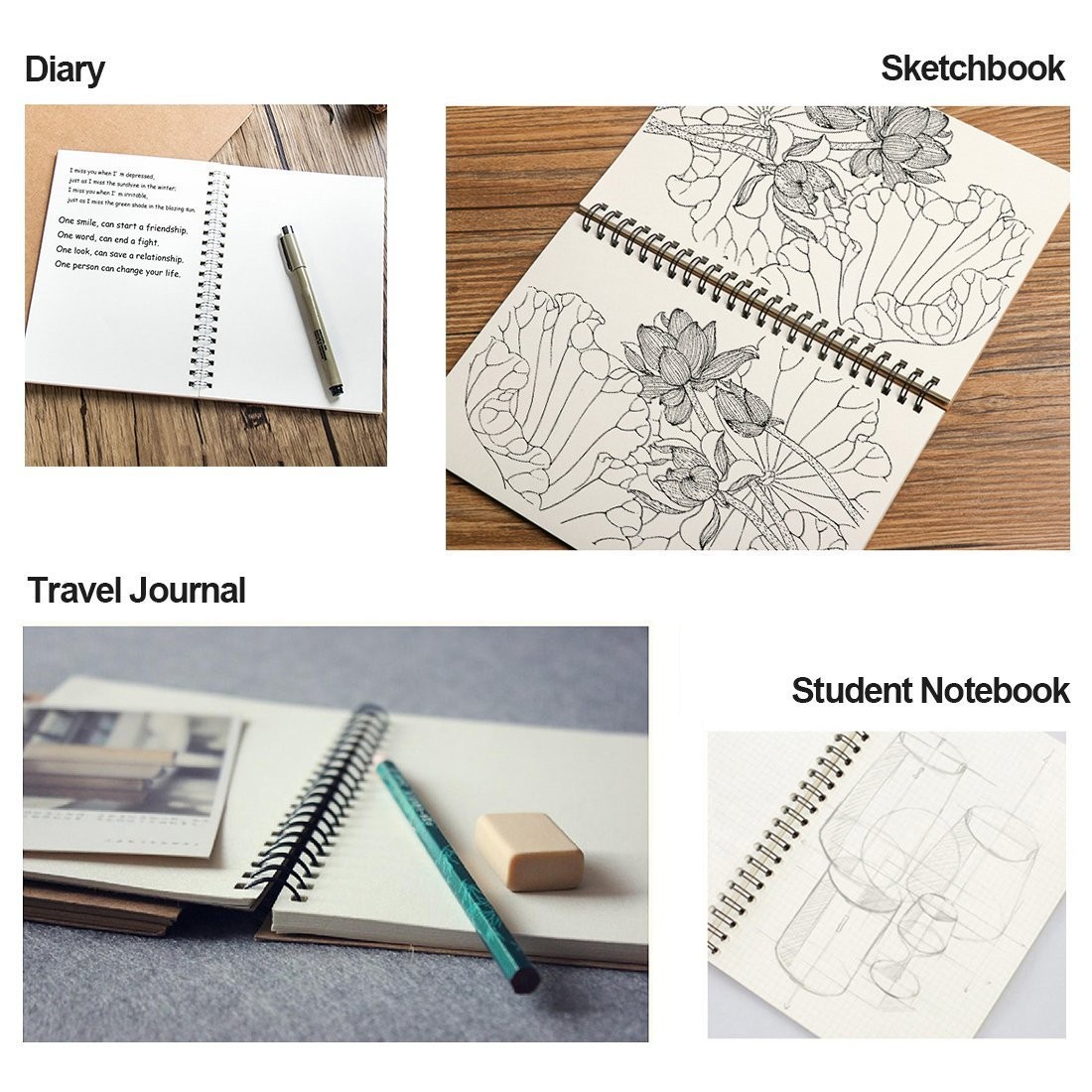 DSTELIN Soft Cover Spiral Notebook Journal, Coofficer Blank Sketch Book Brown
