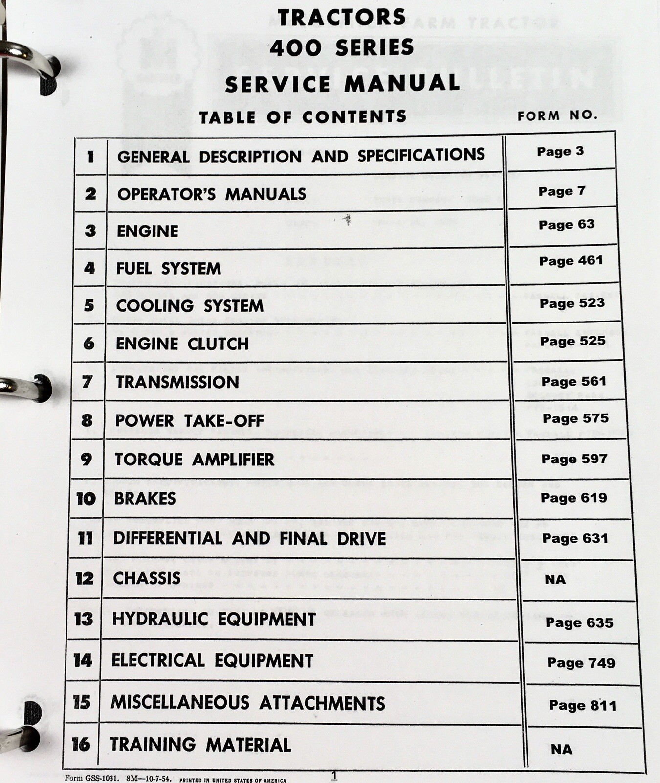 Farmall 400 450 W450 W400 Tractor Service Manual Repair Shop Book