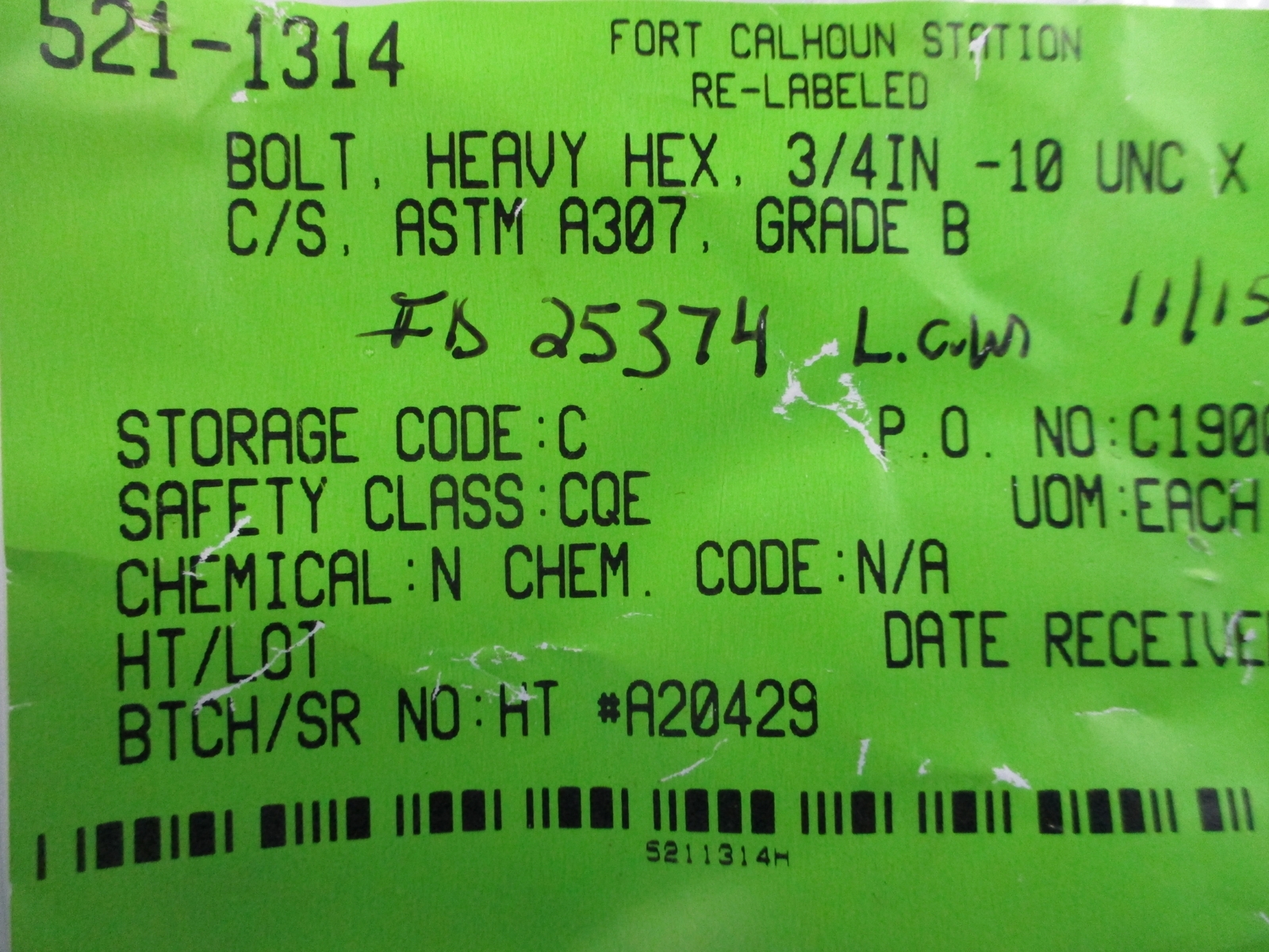 INDUSTRIAL SPARE 521-1314 HEX BOLT LOT OF 8 NSNP