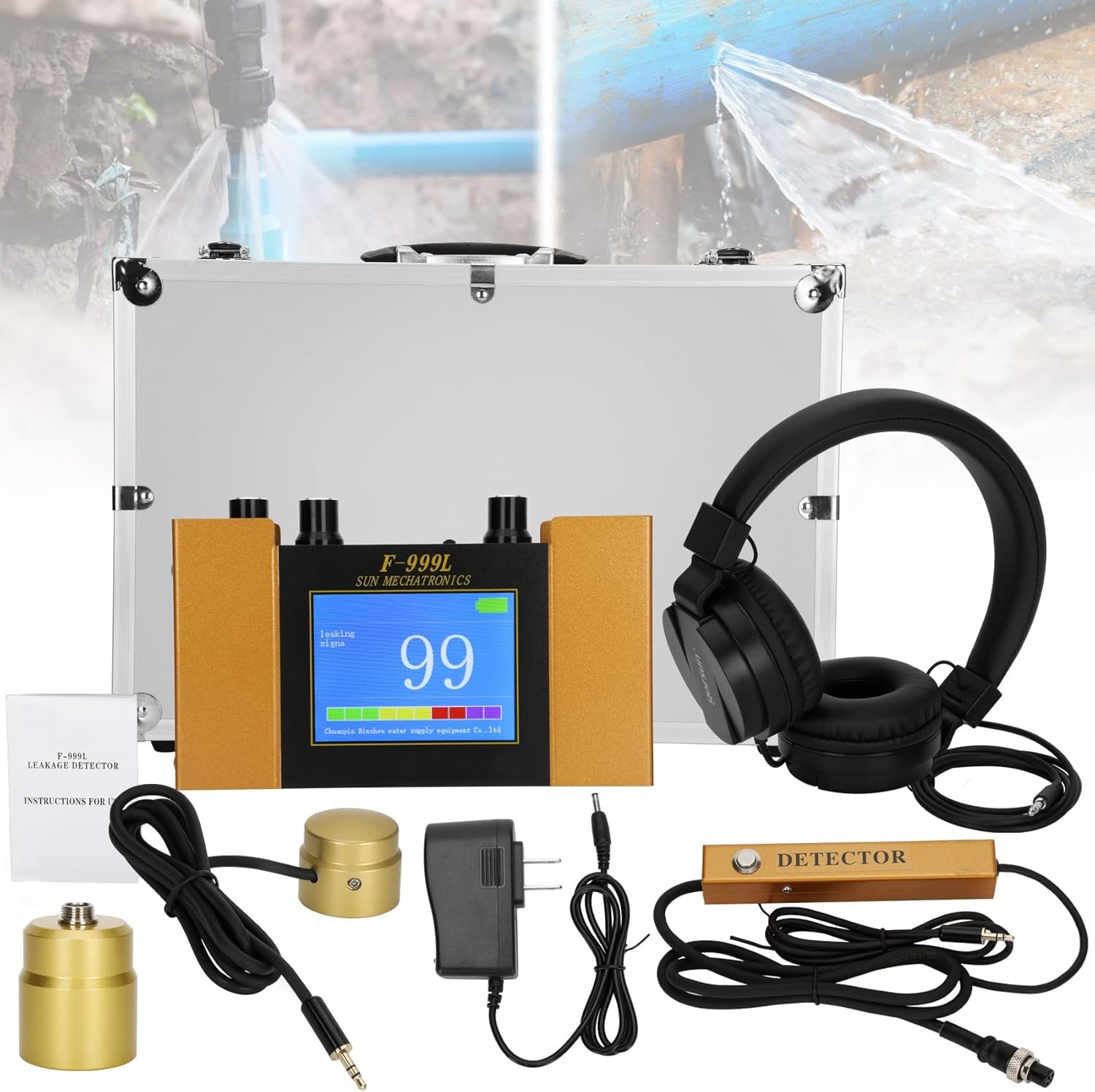 Underground Water Leak Detector Pipe Sensor Digital Display
