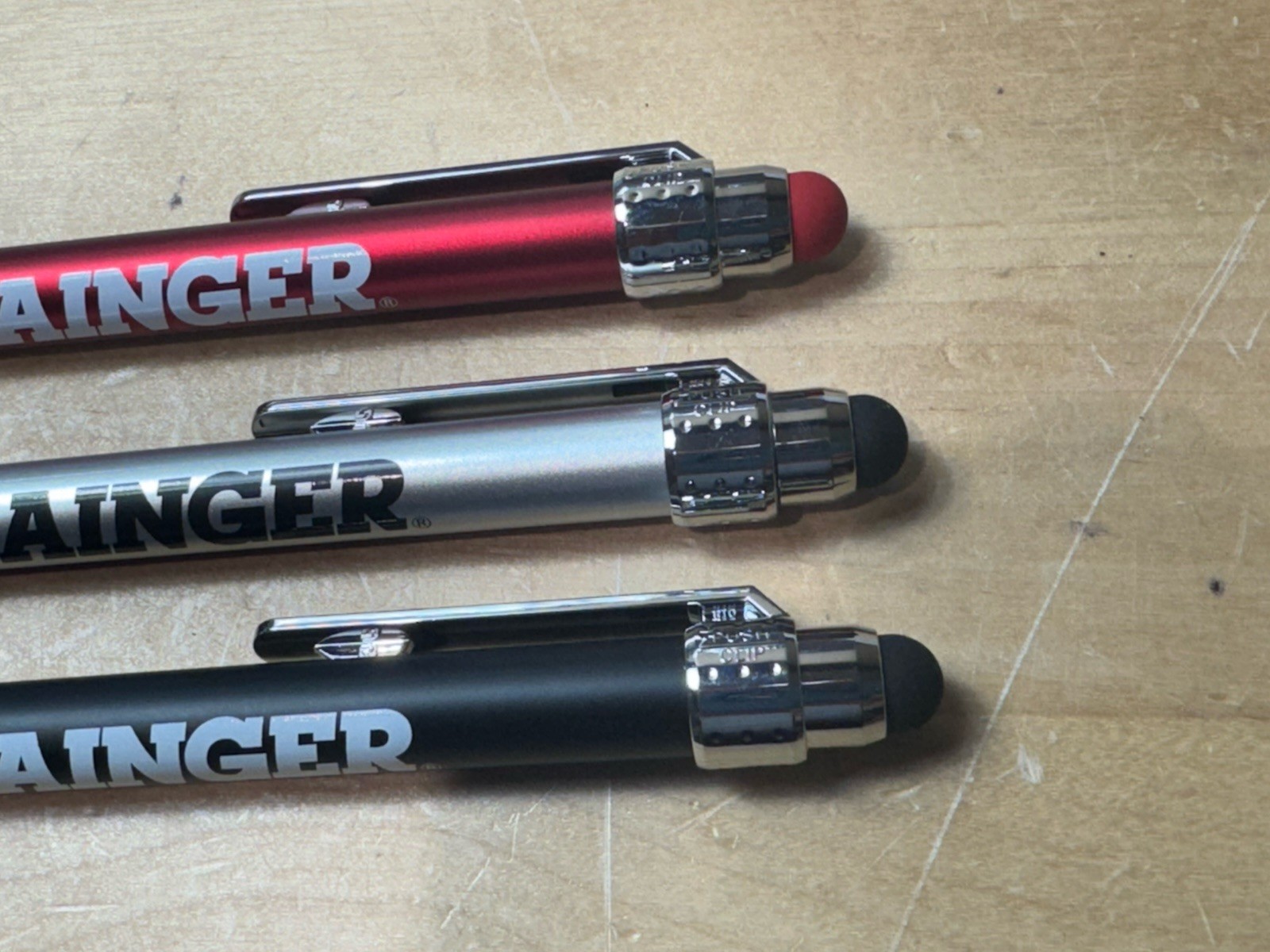90 QTY – Metal Ball Point Pen with Stylus RED BLACK GRAY Promo GRAINGER LOT
