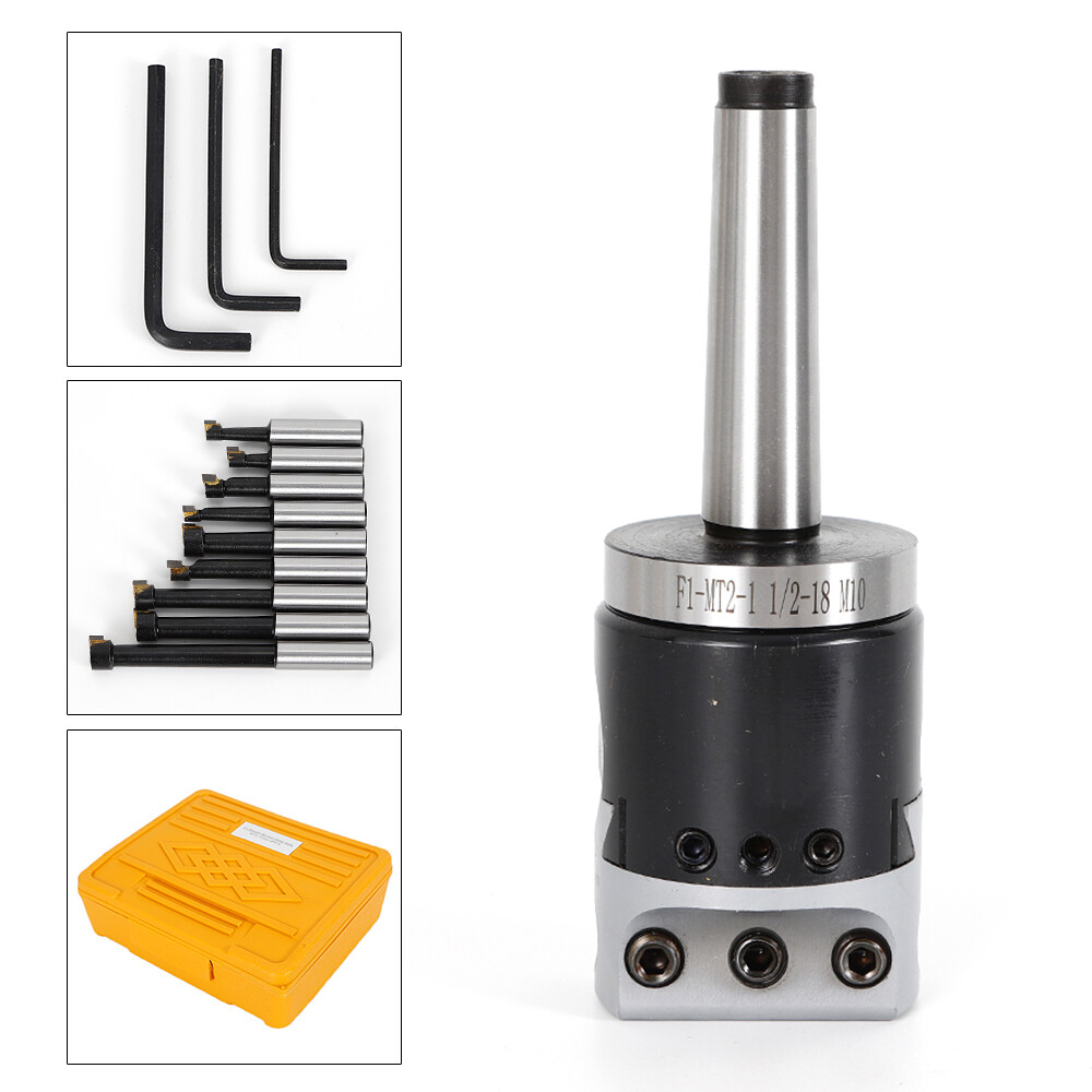 MT2-F1-9pcs Boring Head 1/2″ Carbide Boring Bar Full Set Milling NEW