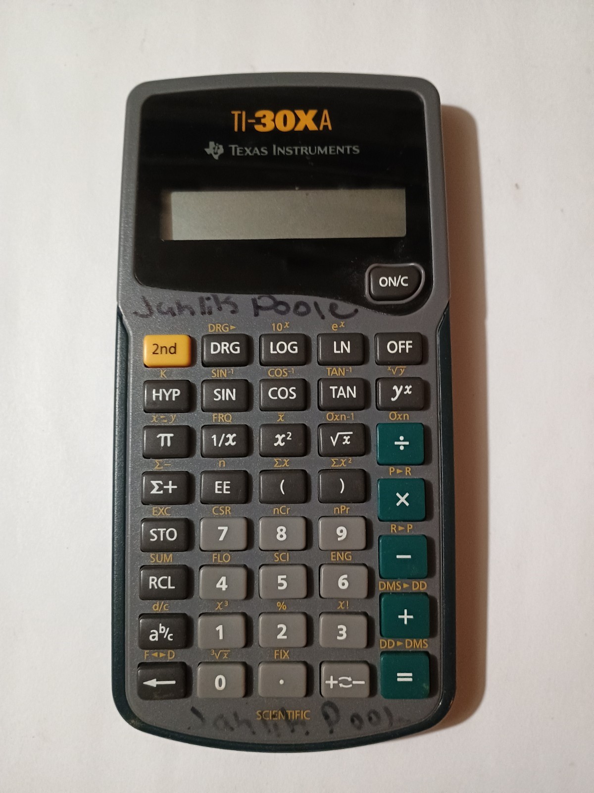 Texas Instruments TI-30Xa Scientific Calculator Solar No Cover