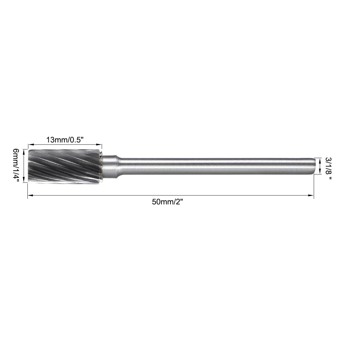 Tungsten Carbide Rotary Files 1/8″ Shank, Single Cut Top Flat Cylinder Rotary…