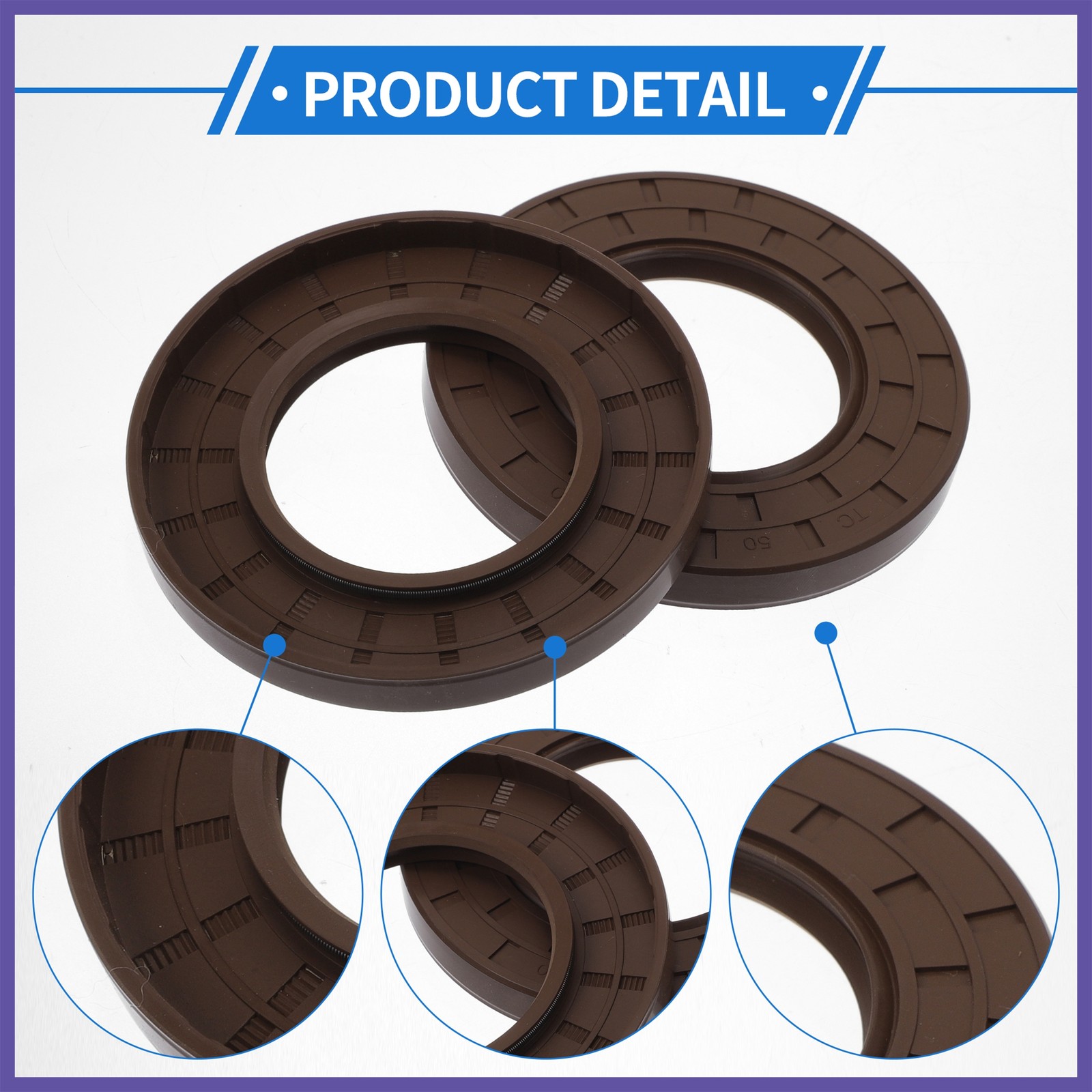 Oil Seal Seal Ring Rotary Shaft Seal FKM Rubber 50x90x10mm 2 Pcs