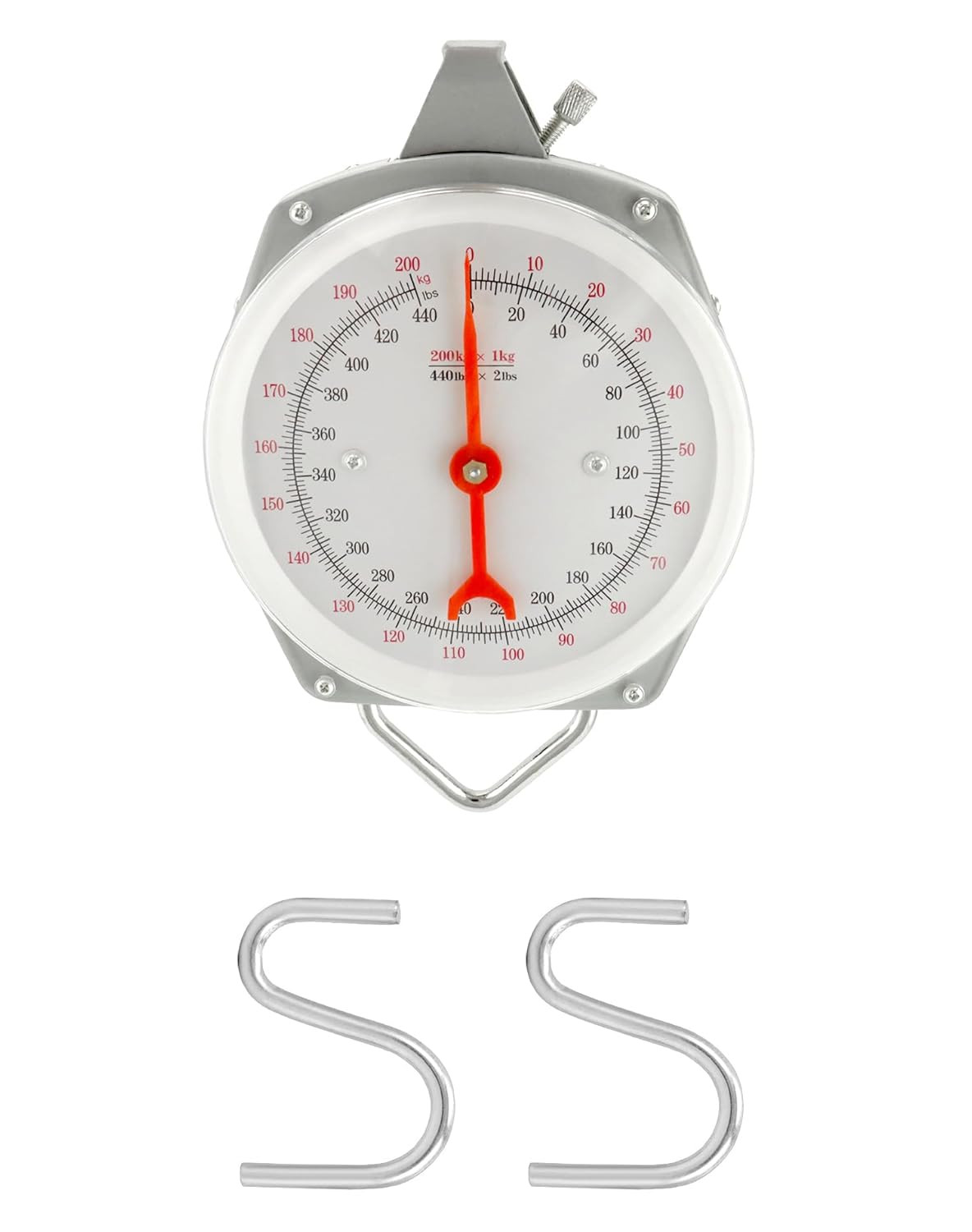 Precision Hanging Scale 440lbs 200kg Capacity Dual Unit Heavy Duty Hook Max Uses