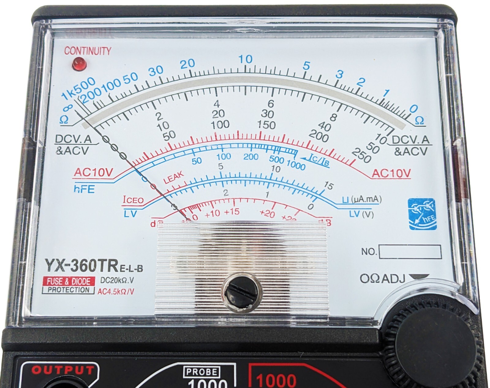 YX-360TRB Analog Multimeter with Leads, DC & AC Voltage, DC Current, Resistance