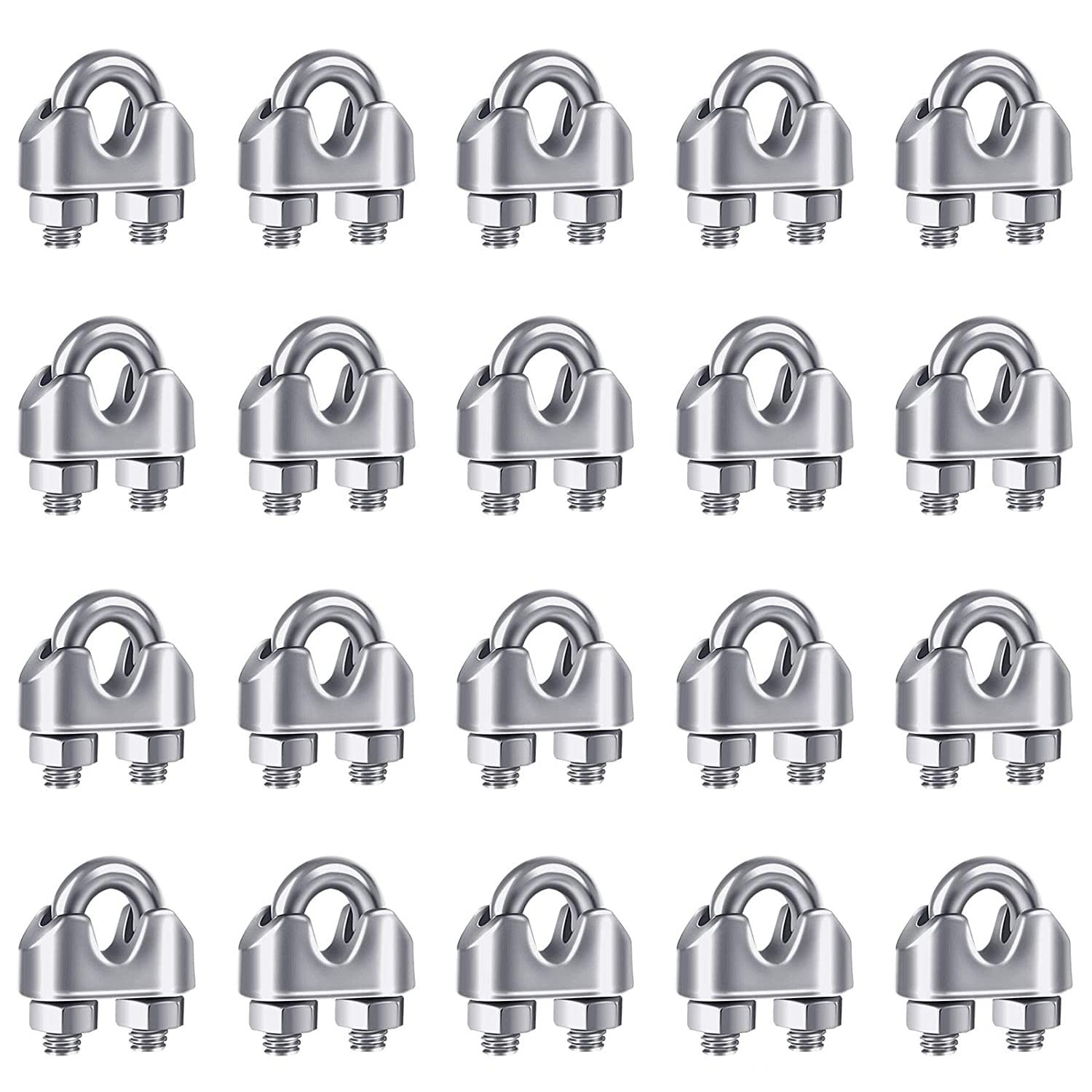 20PCS 1/8 Inches M3 Stainless Steel Wire Rope Cable Clip Clamp, YAMASO