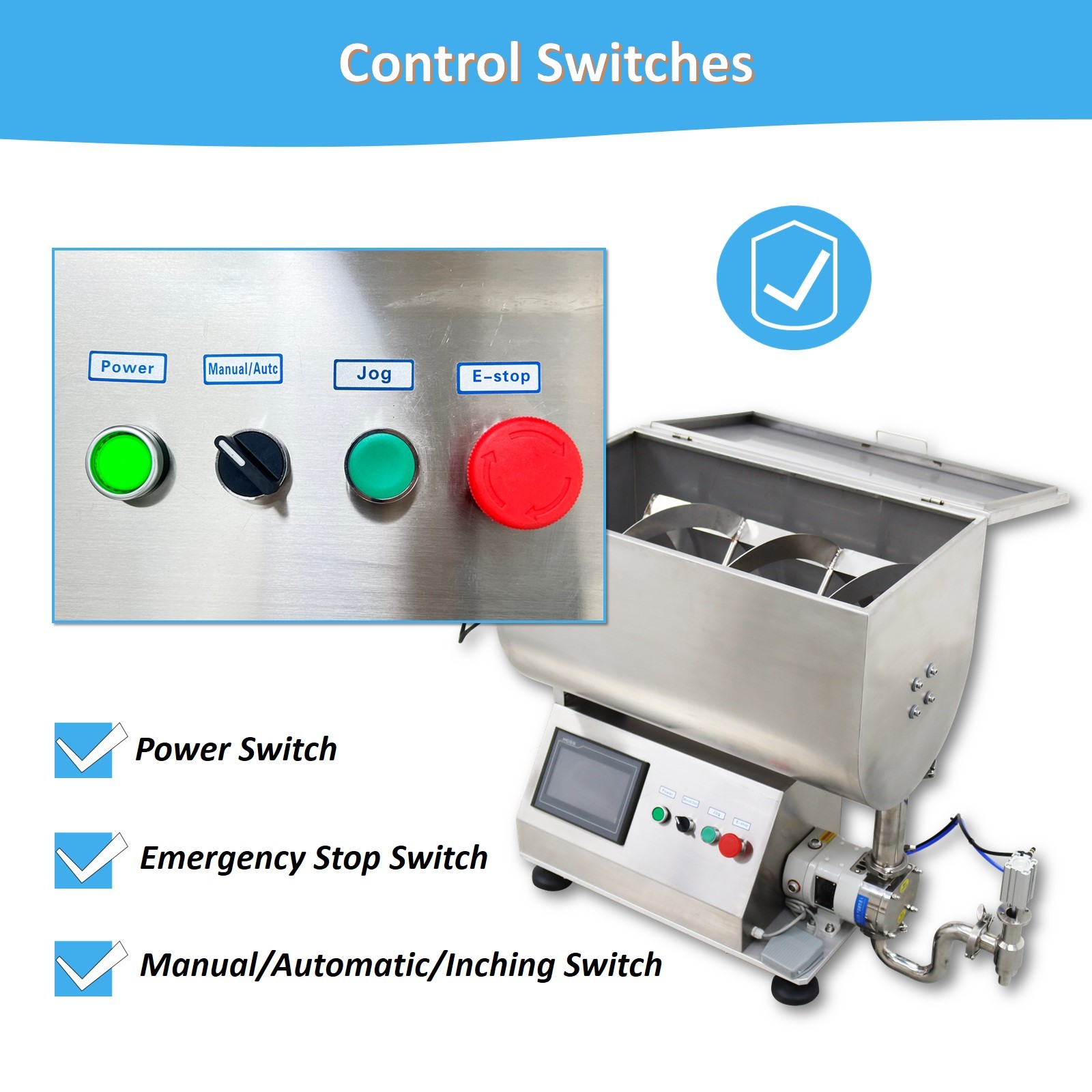 10-50000ml Rotary Pump Filling Machine Liquid Paste Filler 80L Mixing Hopper110V