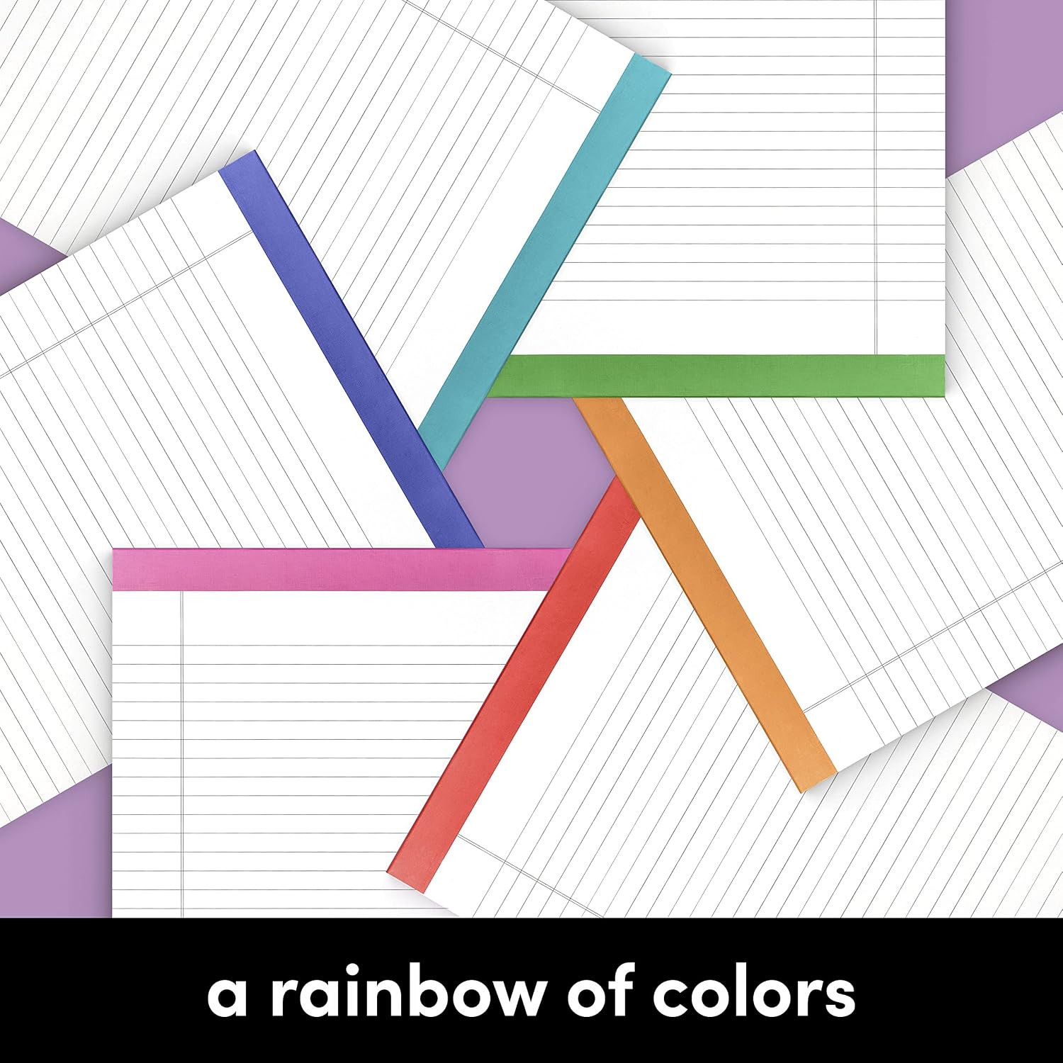 6 Pack Lined Legal Pads 8.5×11″ Wide Ruled Notebook Color Binding 50 Sheets