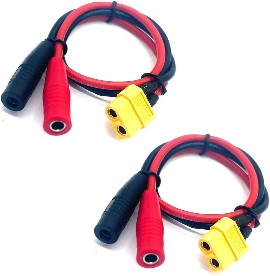 2Pcs XT60 Female to 4mm Banana Bullet Female Connector Adapter Cable 14awg 30…