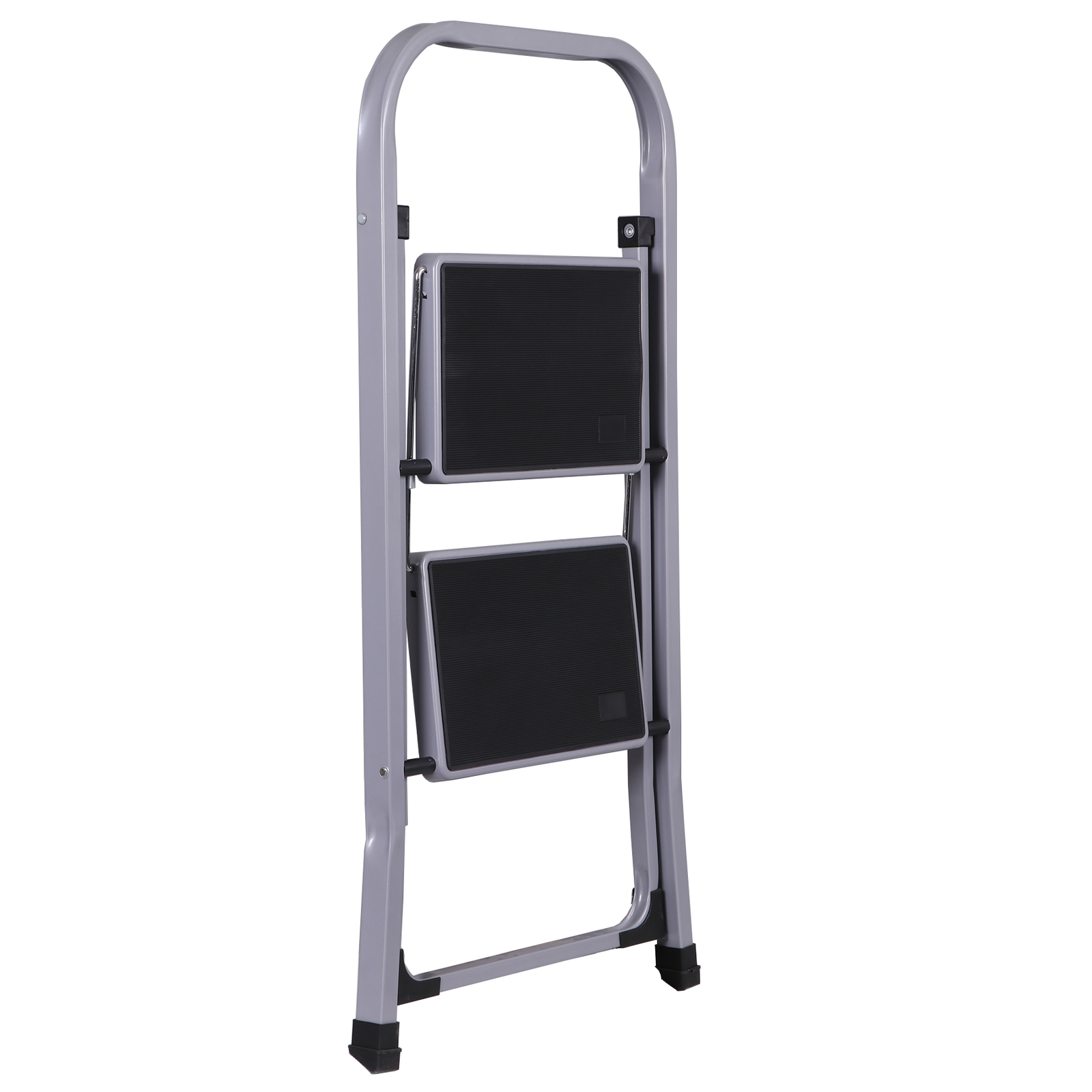 2 Step Ladder w/Anti-Slip Pedal Convenient Handgrip for Home Daily Use Gray