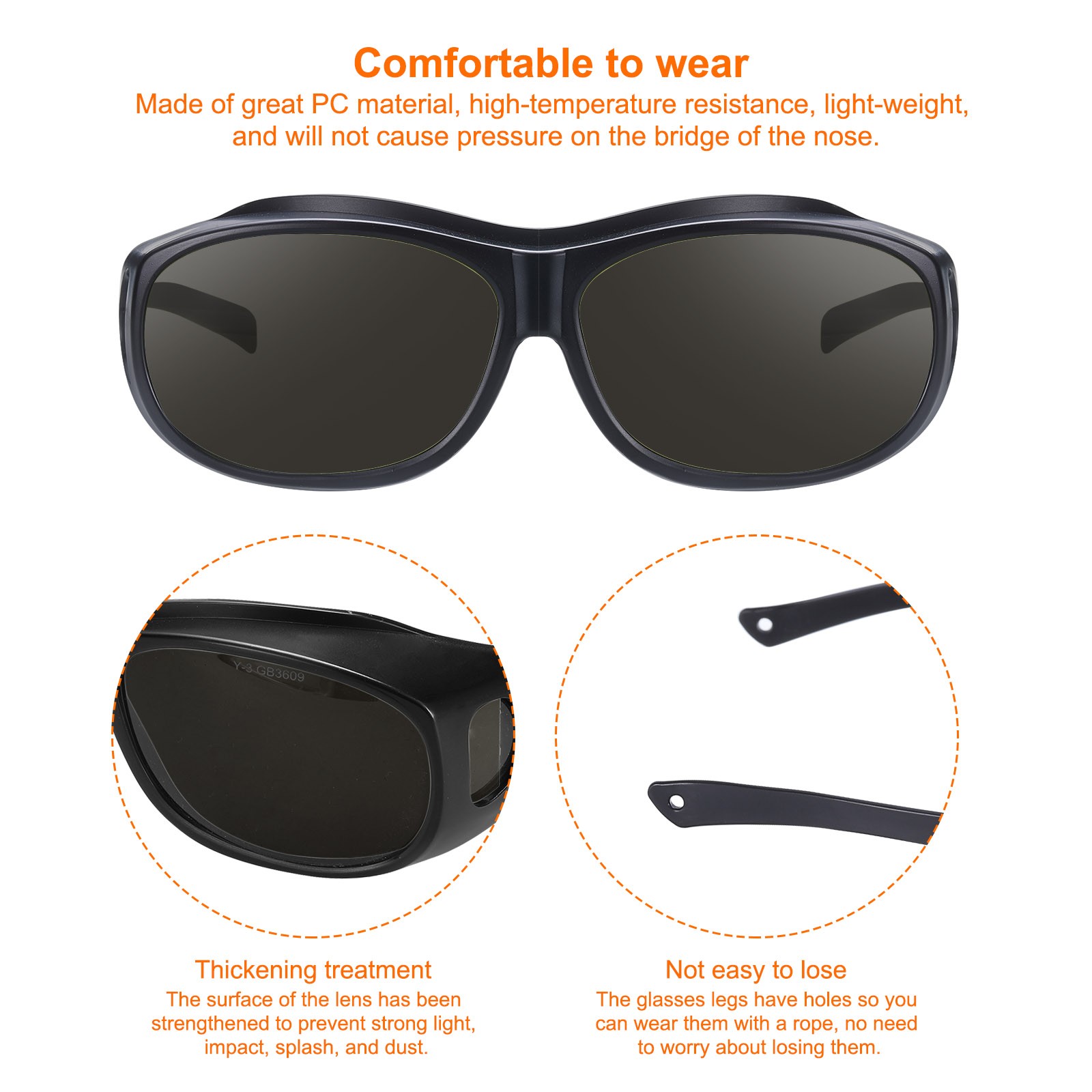 Welding Glasses IR Shade 5 CE Certified Protective Glasses Wrap-Around Lens