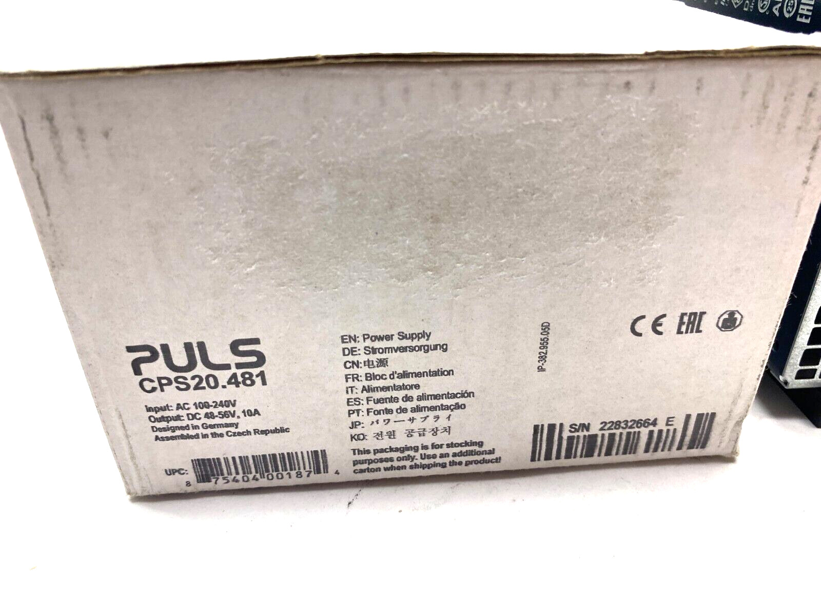 Puls CPS20.481 Power Supply, 1-Phase, 120-240VAC, 48VDC 10A 480W