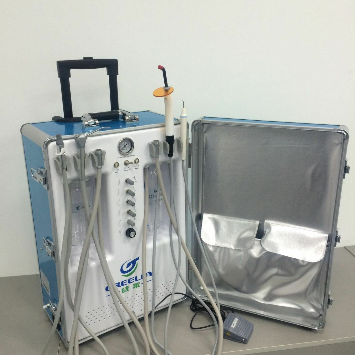 Greeloy GU-P206S Portable Dental Unit with Air Compressor Curing Light Scaler US