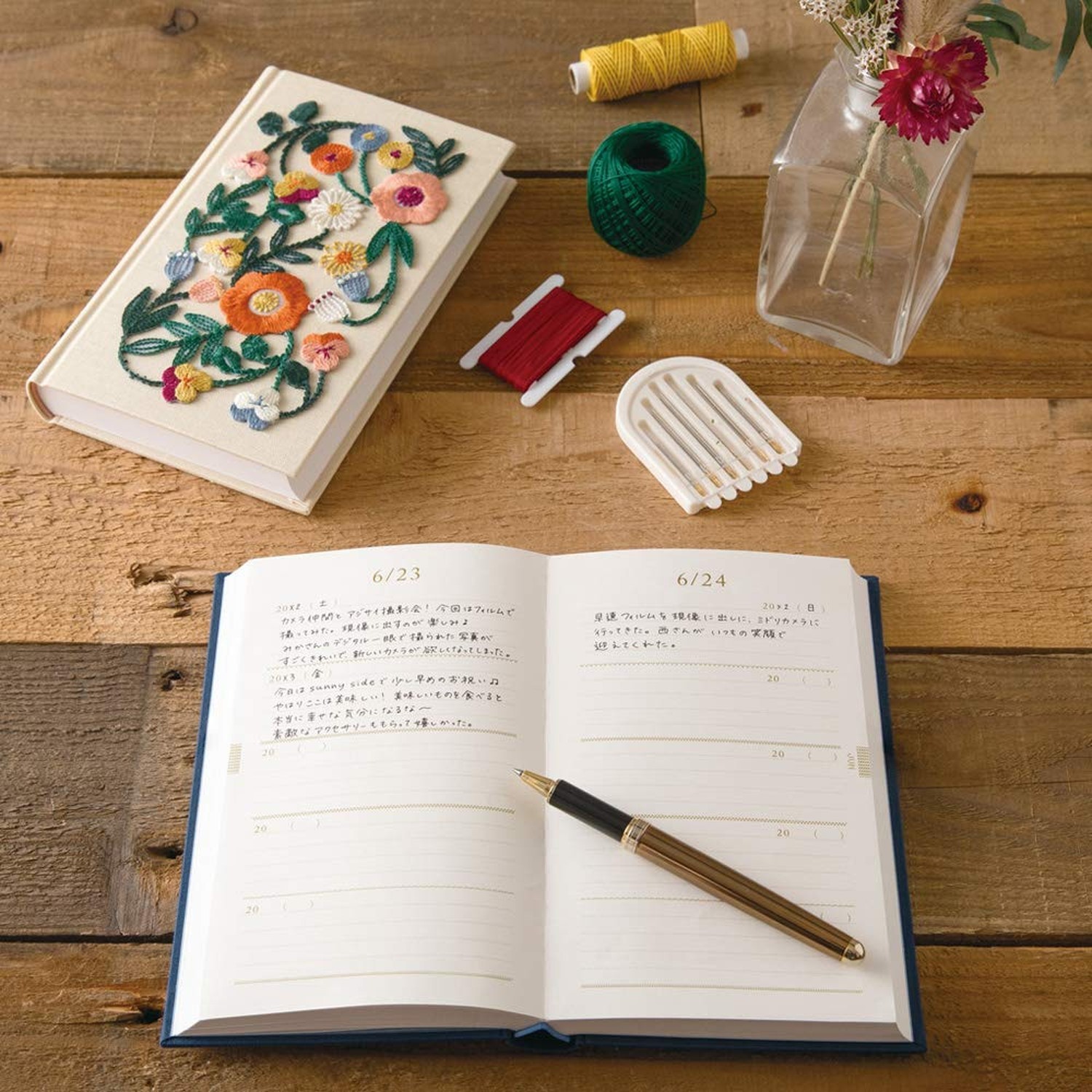 DESIGNPHIL Midori 12883006 Diary, 5 Years Consecutive Embroidery, Floral Prin…