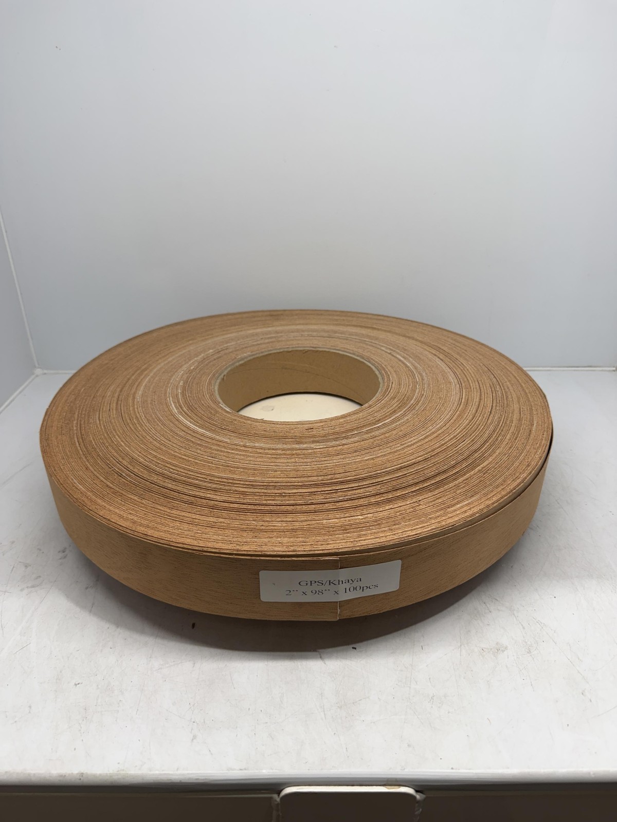 New Roll of GPS / Khaya Veneer Edging 2″ x 98″ x 100 pcs 1/64″ thick .02″ & .5mm