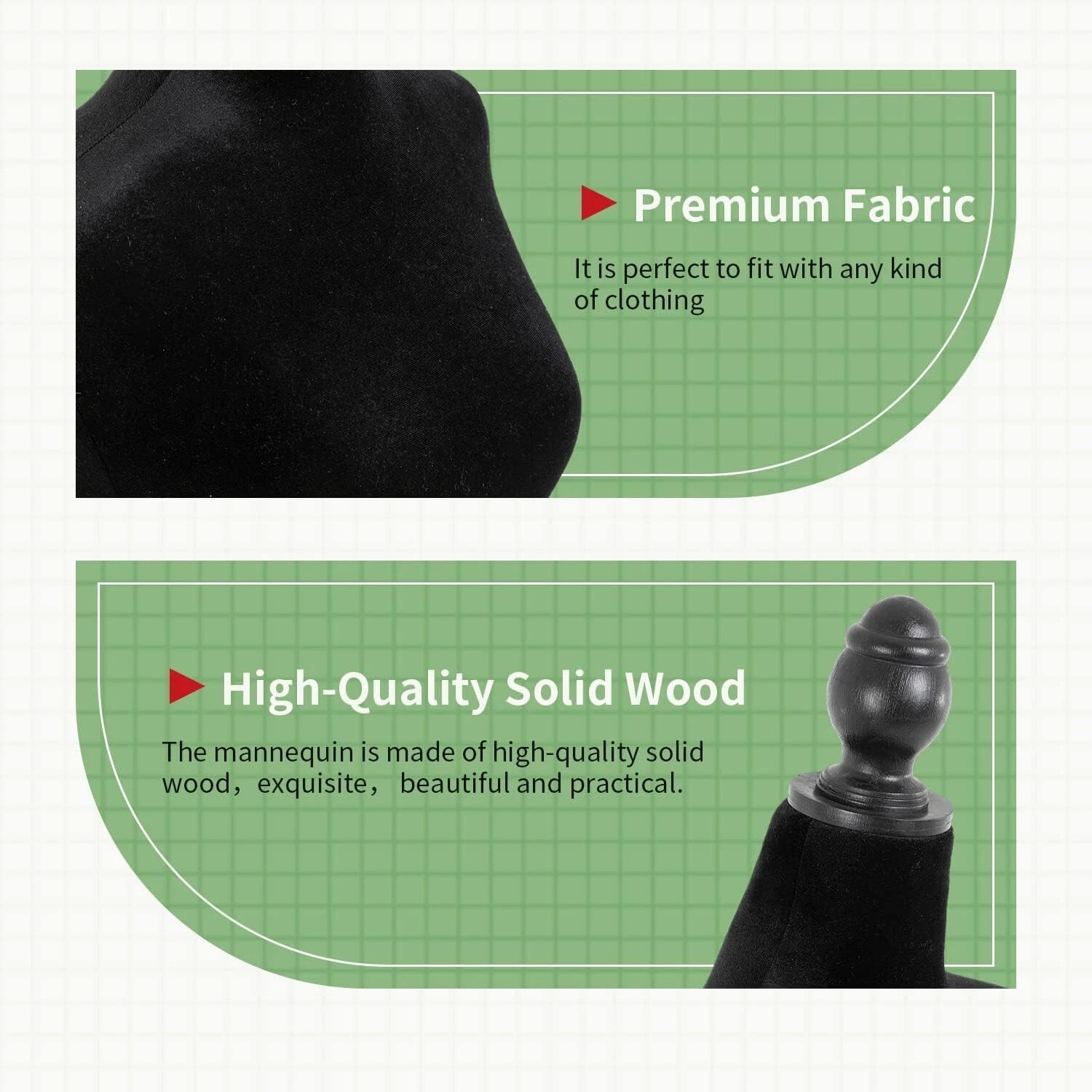Share Mannequin Body Dress Form Torso Female Manikin 49.6-63.4 Inch Height Adj