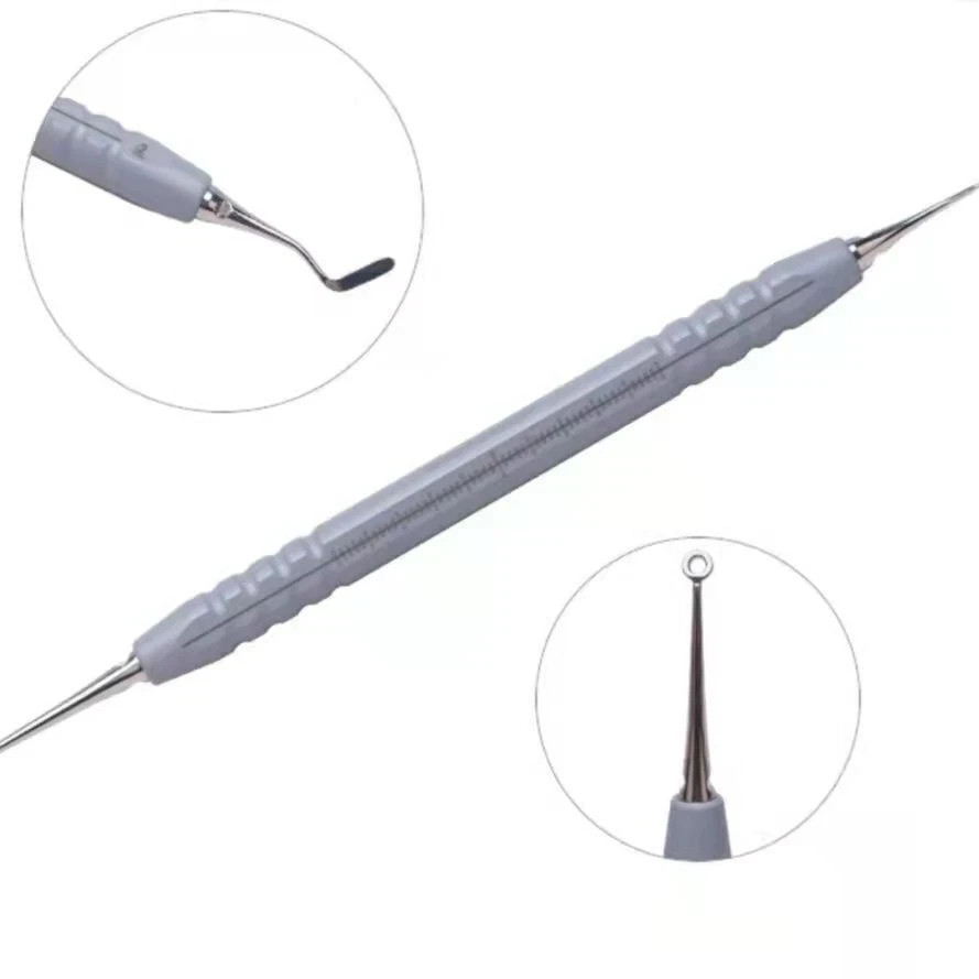 Dental Composite Resin Fill Veneer Foam Pads Handle Molding Spatula Tool Grey