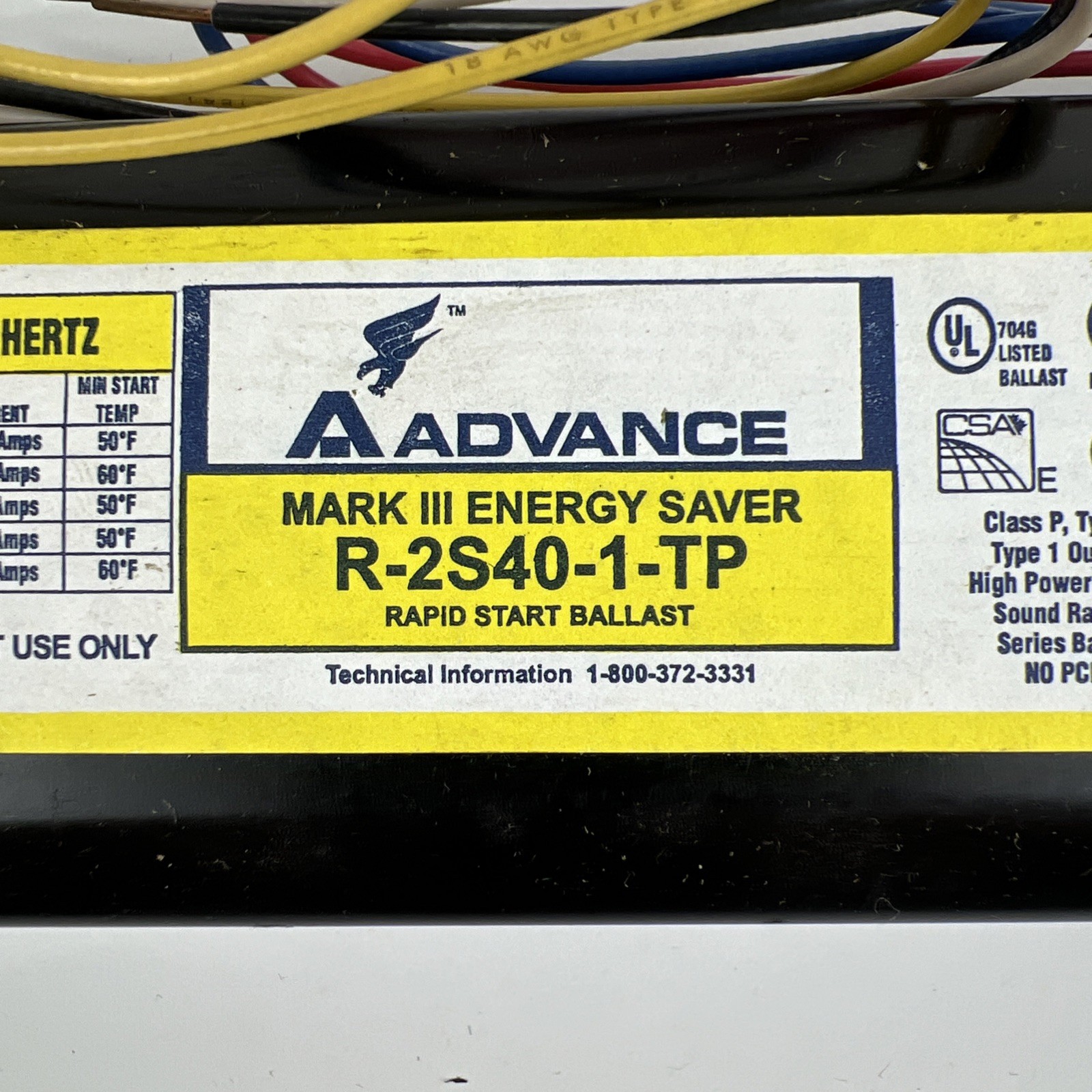 Advance Transformers Ballast R-2S40-1-TP 120VOLTS/60HZ