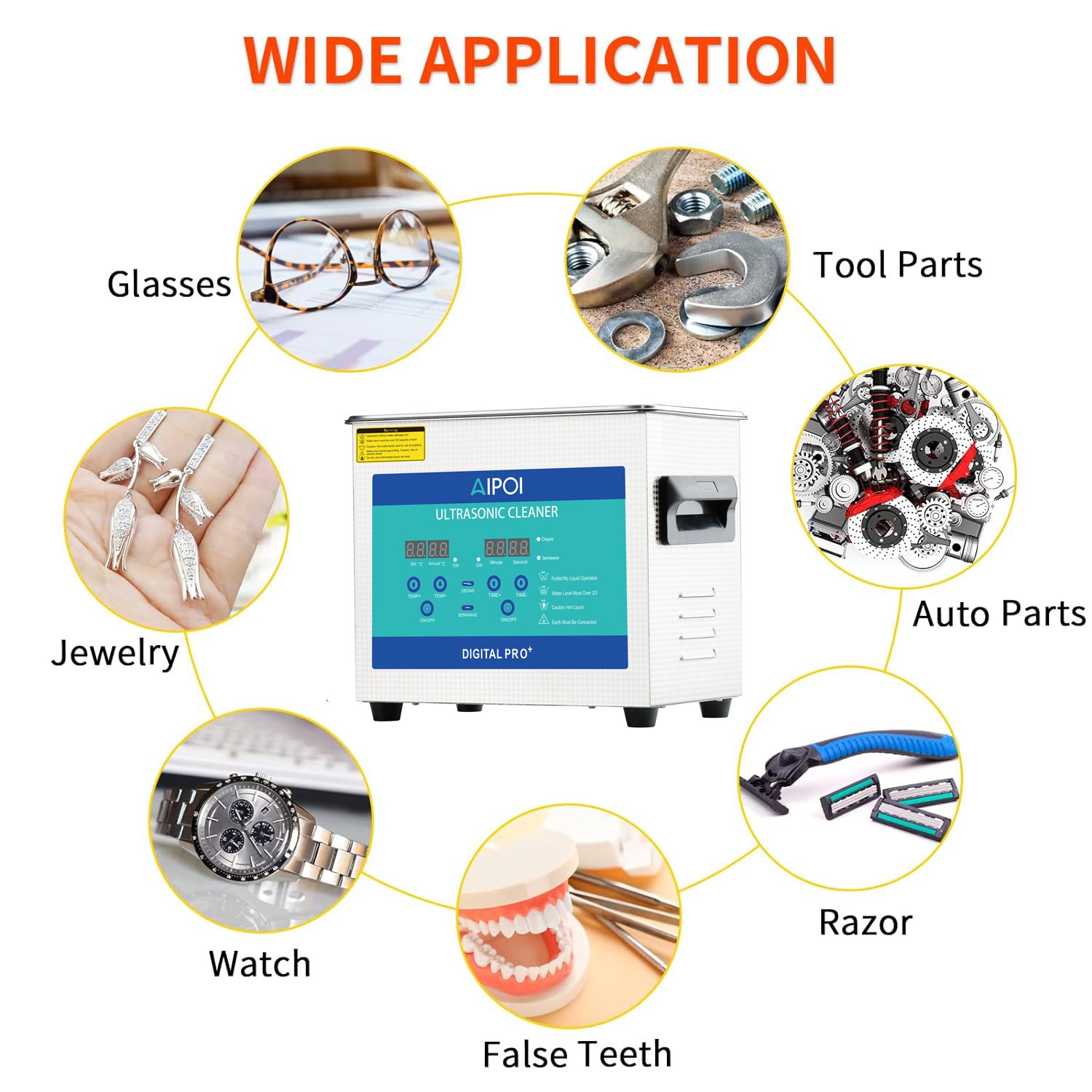 AIPOI 3.2L Ultrasonic Cleaner with Timer Heating Machine Digital Sonic Cleaner