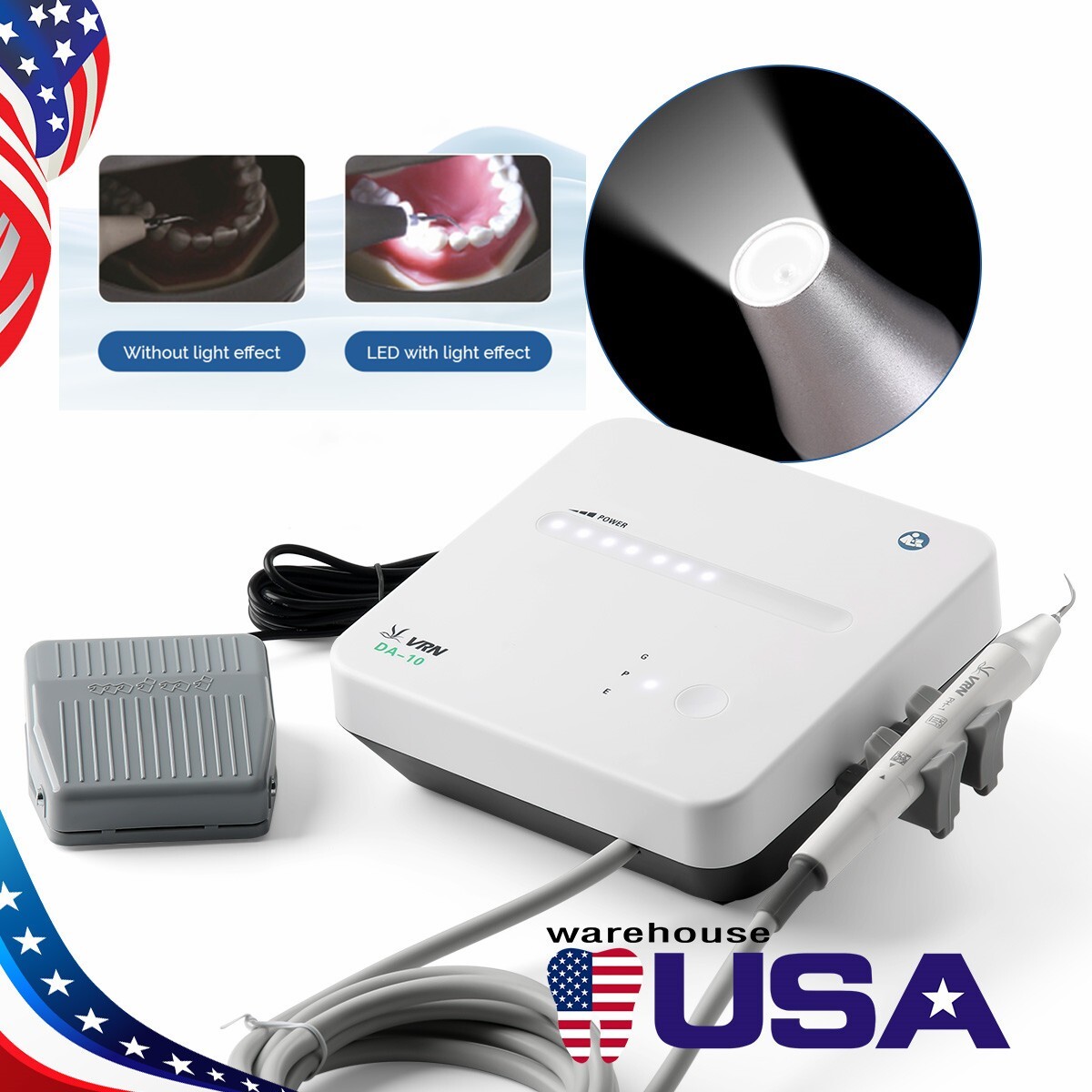 Cavitron Dental Ultrasonic Scaler fit EMS + LED Handpiece+Tips VRN-DA10