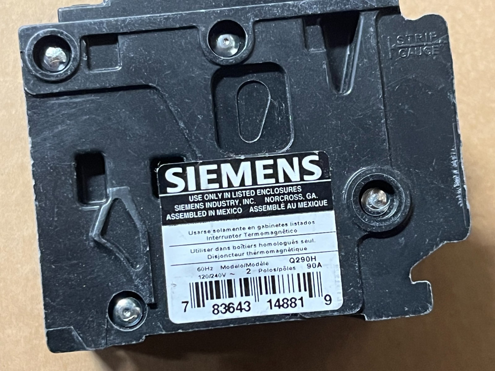 NEW (Qty 1) Siemens Q290H Circuit Breaker 90 Amp, 2-Pole, Type QPH, 22kA