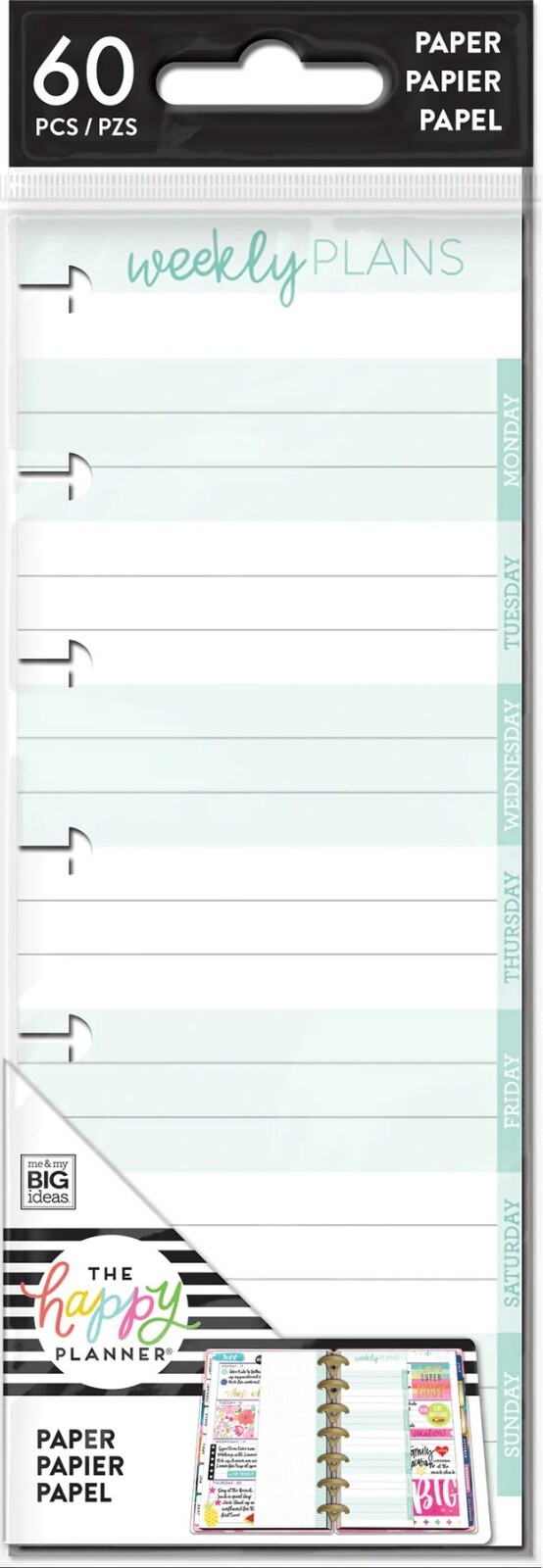 The Happy Planner Mini Weekly Plans Half 60 Sheets, 3″ x 7″