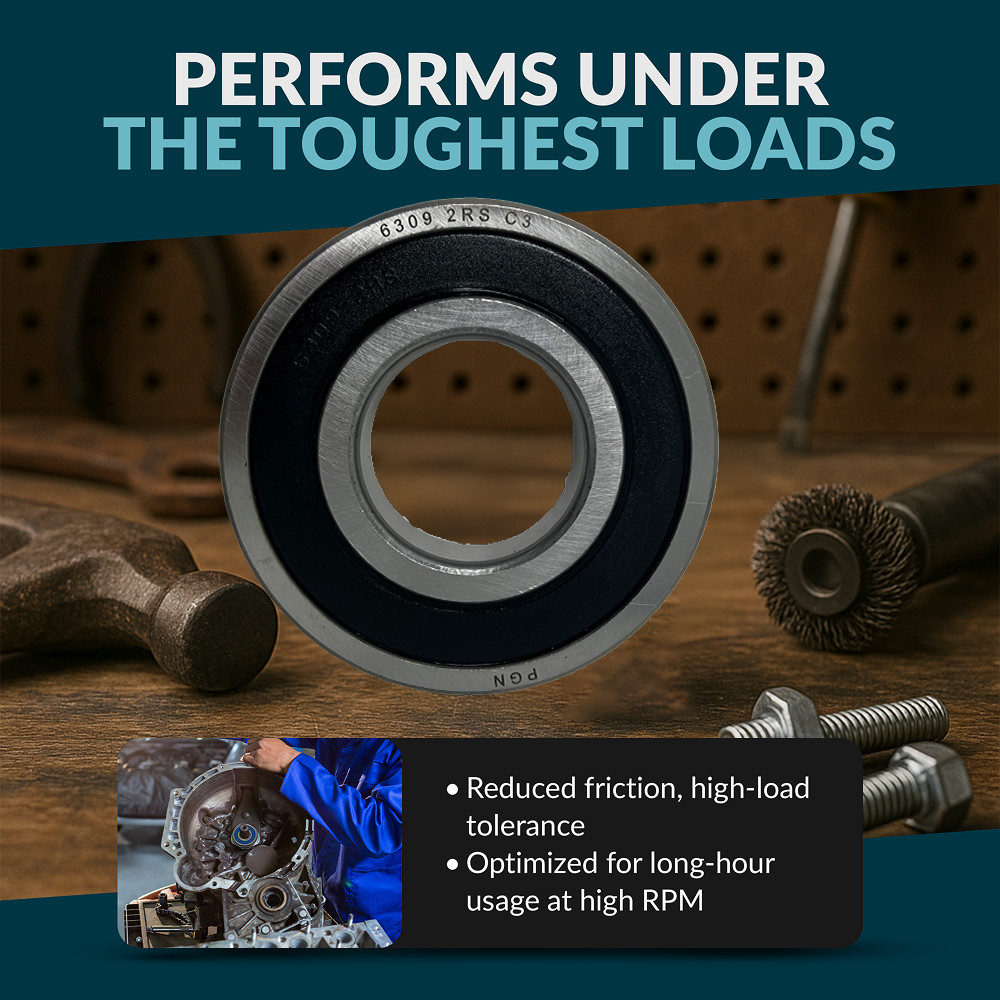 PGN 6309-2RS Ball Bearing, Double Rubber Sealed, Pack of 4