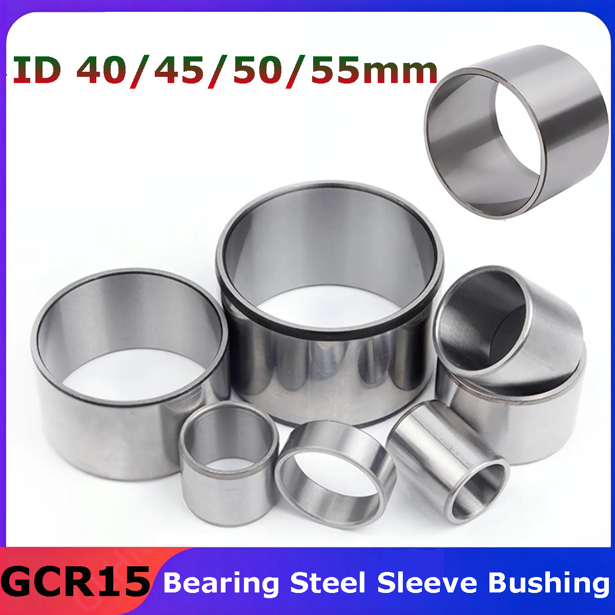Bearing Steel Sleeve Bushing ID 40/45/50/55mm Wear-Resistant Standoff Spacers