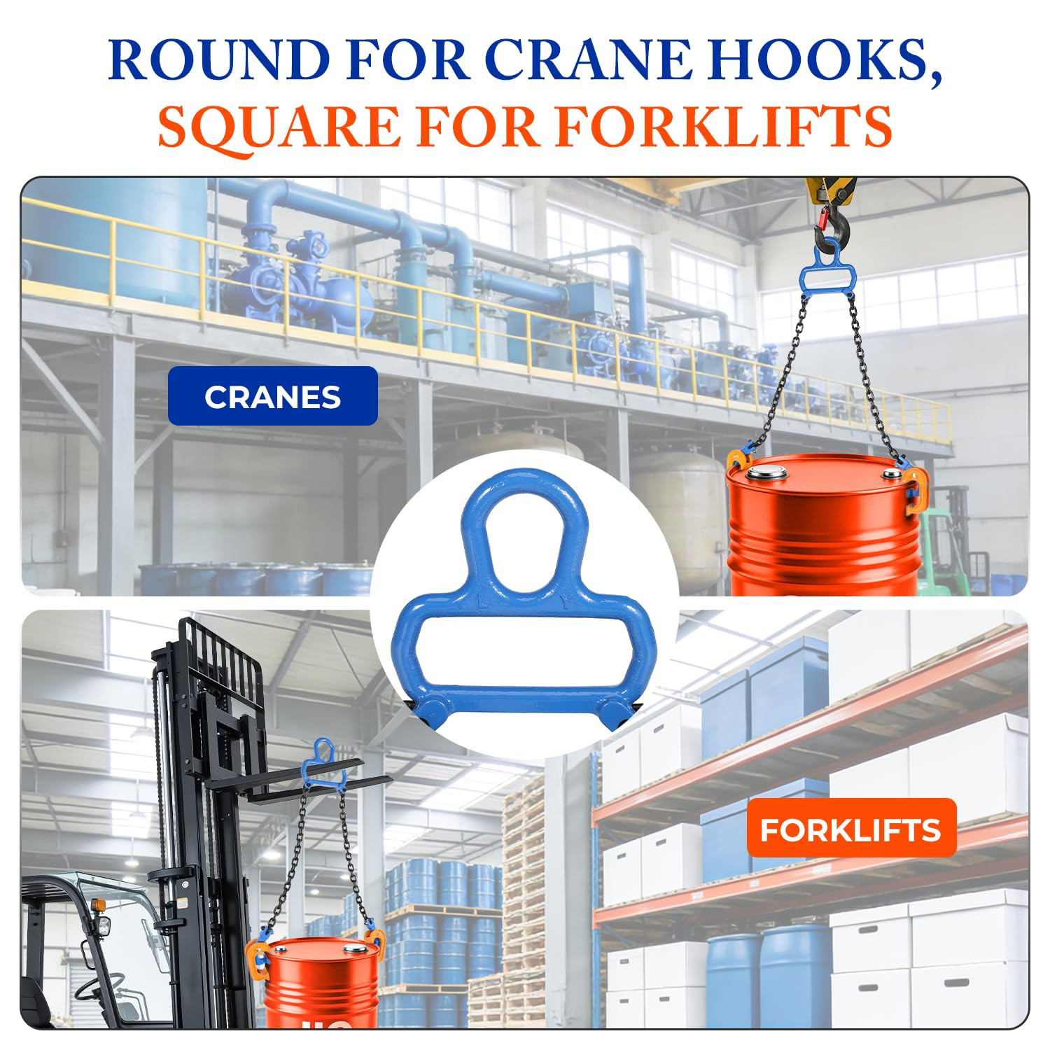 1 Ton Chain Drum Lifter with Carbon Steel Hook for 55 Gallon Drums