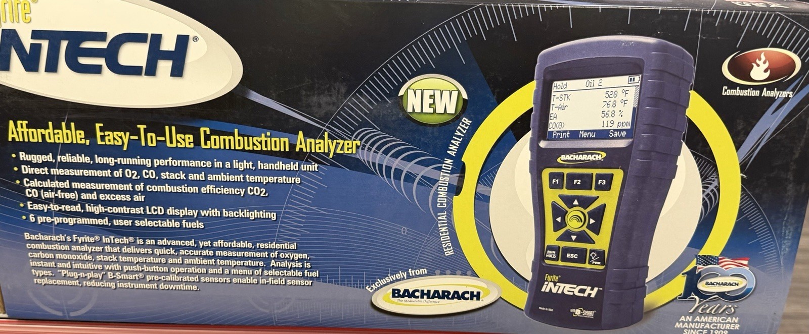Bacharach Fyrite Intech Portable Combustion Analyzer with soft carrying case