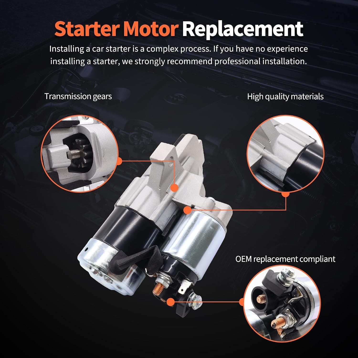 Starter Motor 17914N Compatible with Mazda 3 2004-2009, 5 2006-2010, 6 2006-2007