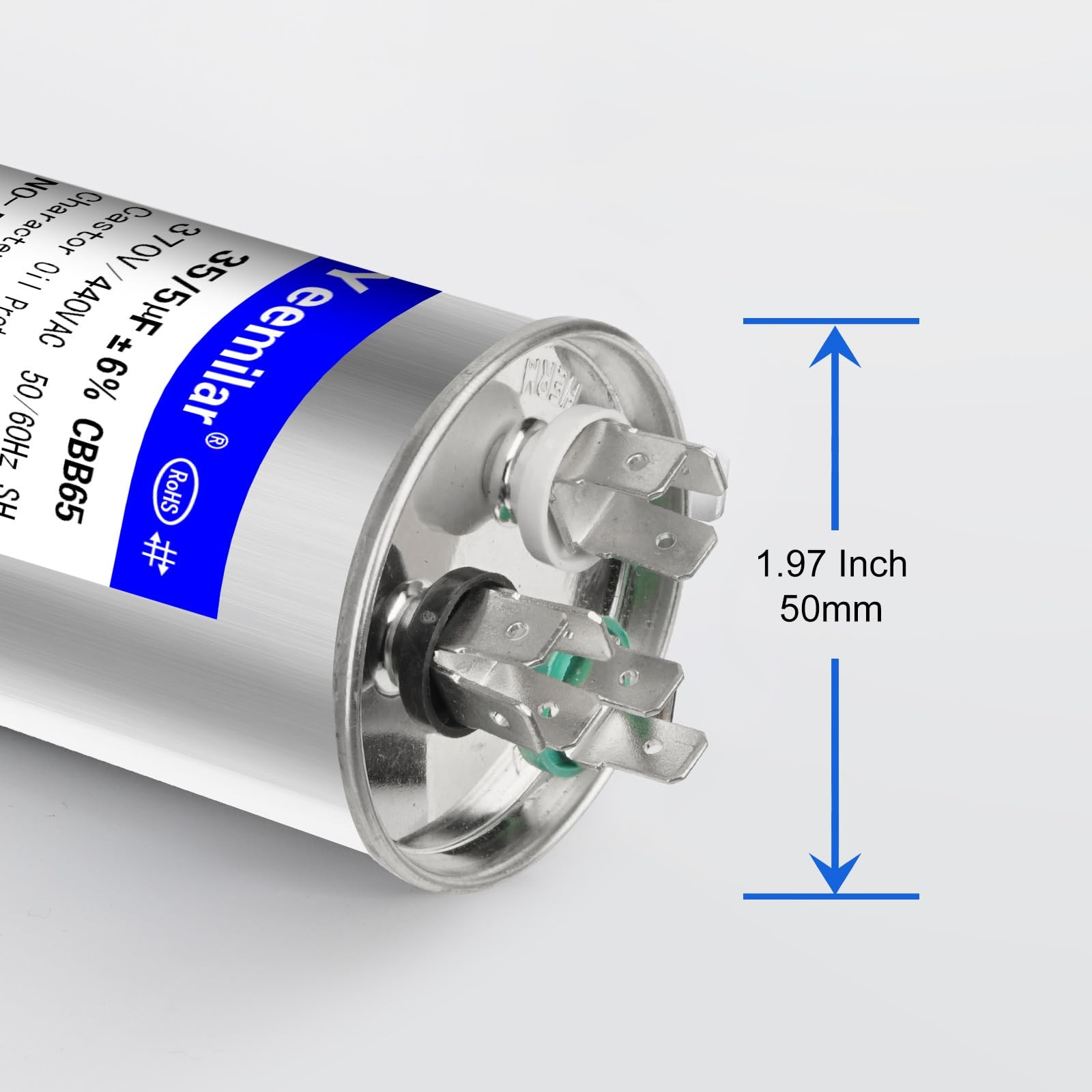 35+5 uF 35/5 MFD ±6% 370V/440V CBB65 AC Capacitor, Dual Run Round Capacitor R…
