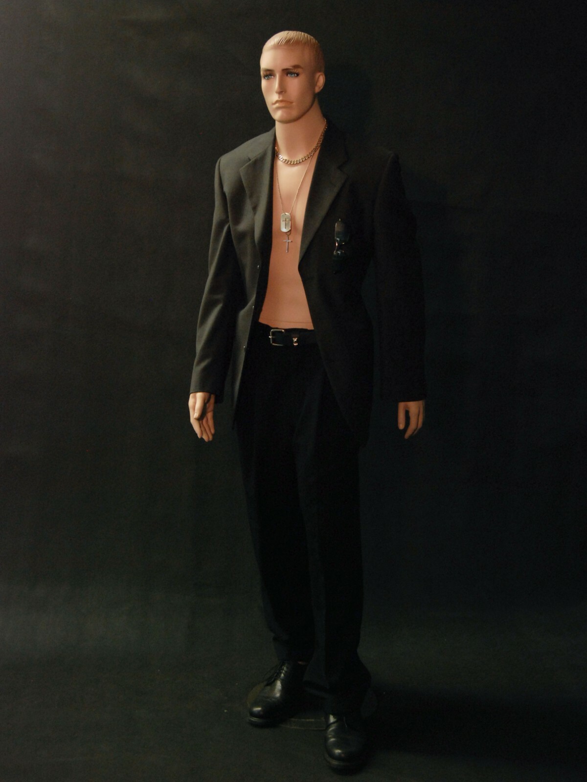 Adult Male Realistic Short Height Fleshtone Full Body Mannequin with Molded Hair