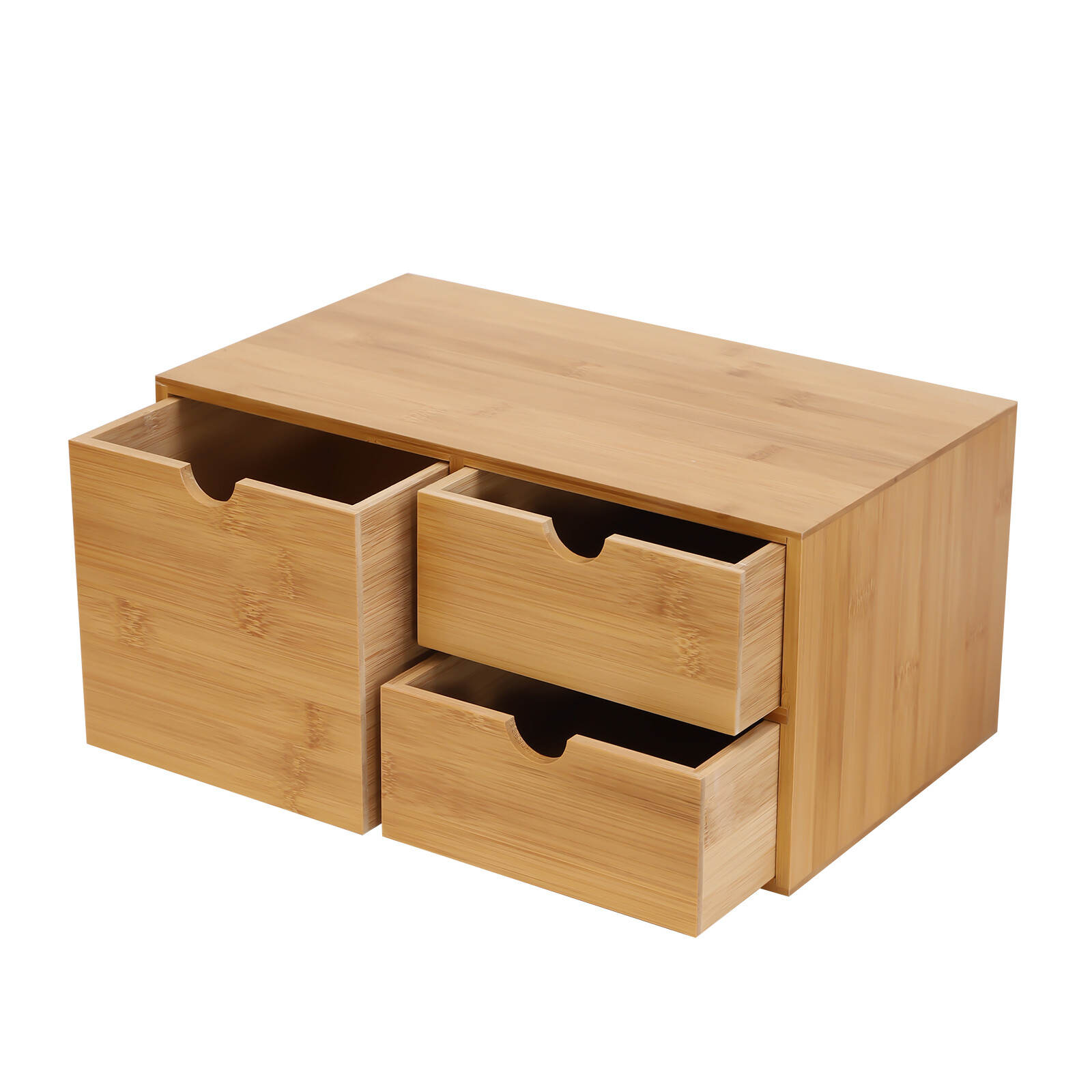 Bamboo Desk Organizer Drawer Tabletop Storage Organization Box Home