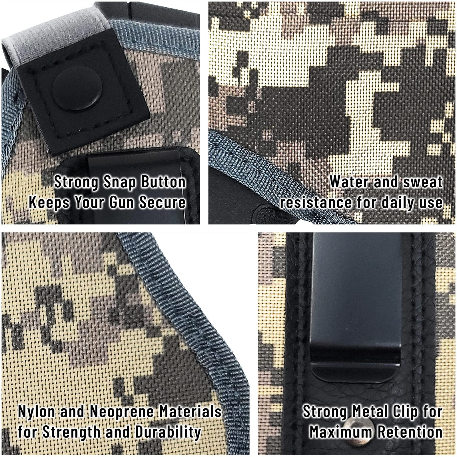 PH Tactical IWB Gun Holster Concealed Carry Camo Nylon Compact 9mm 380 Clip