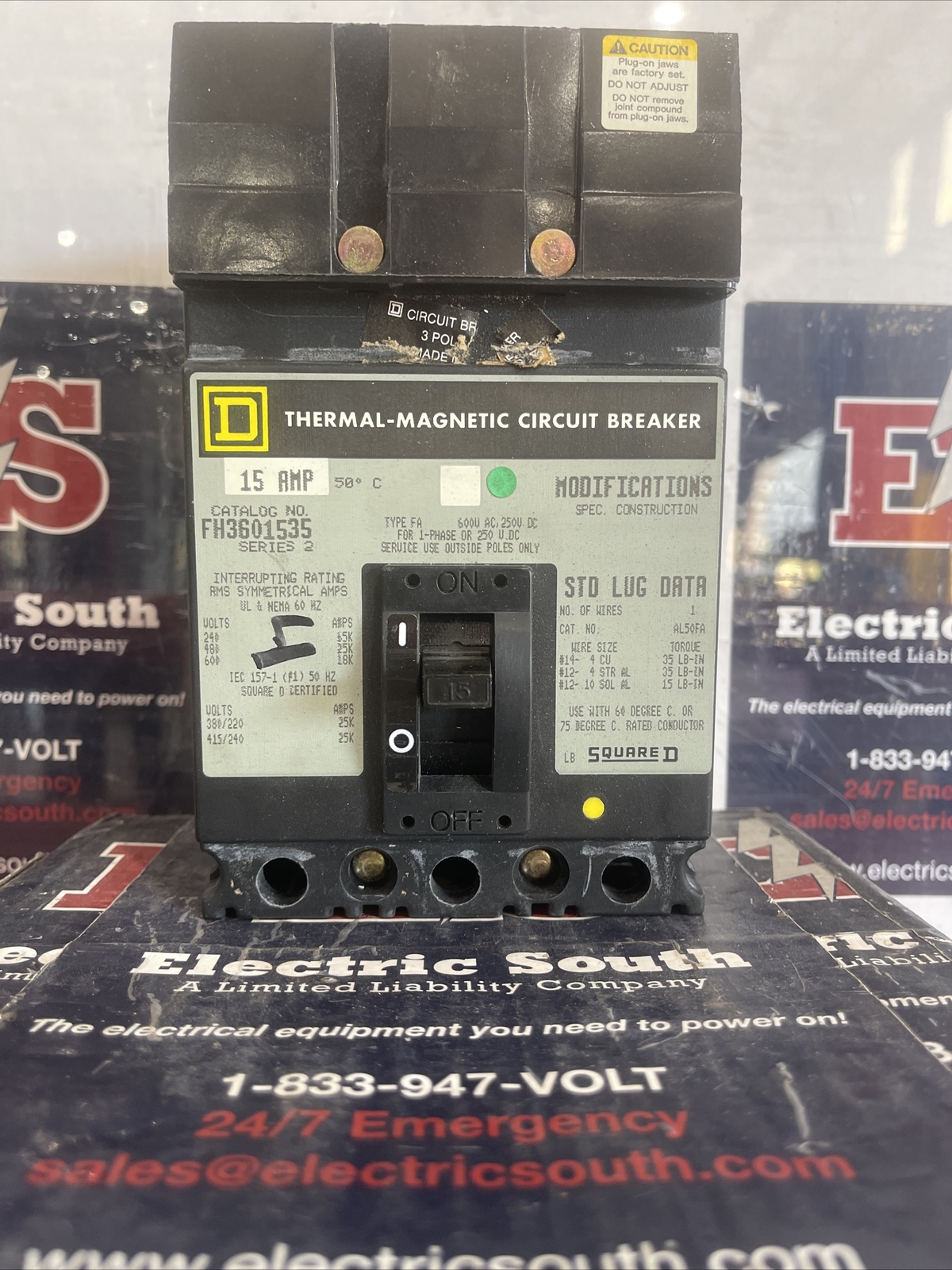 Square D I-Line Circuit Breaker FH36015 35 15 Amp 600V 3 Pole