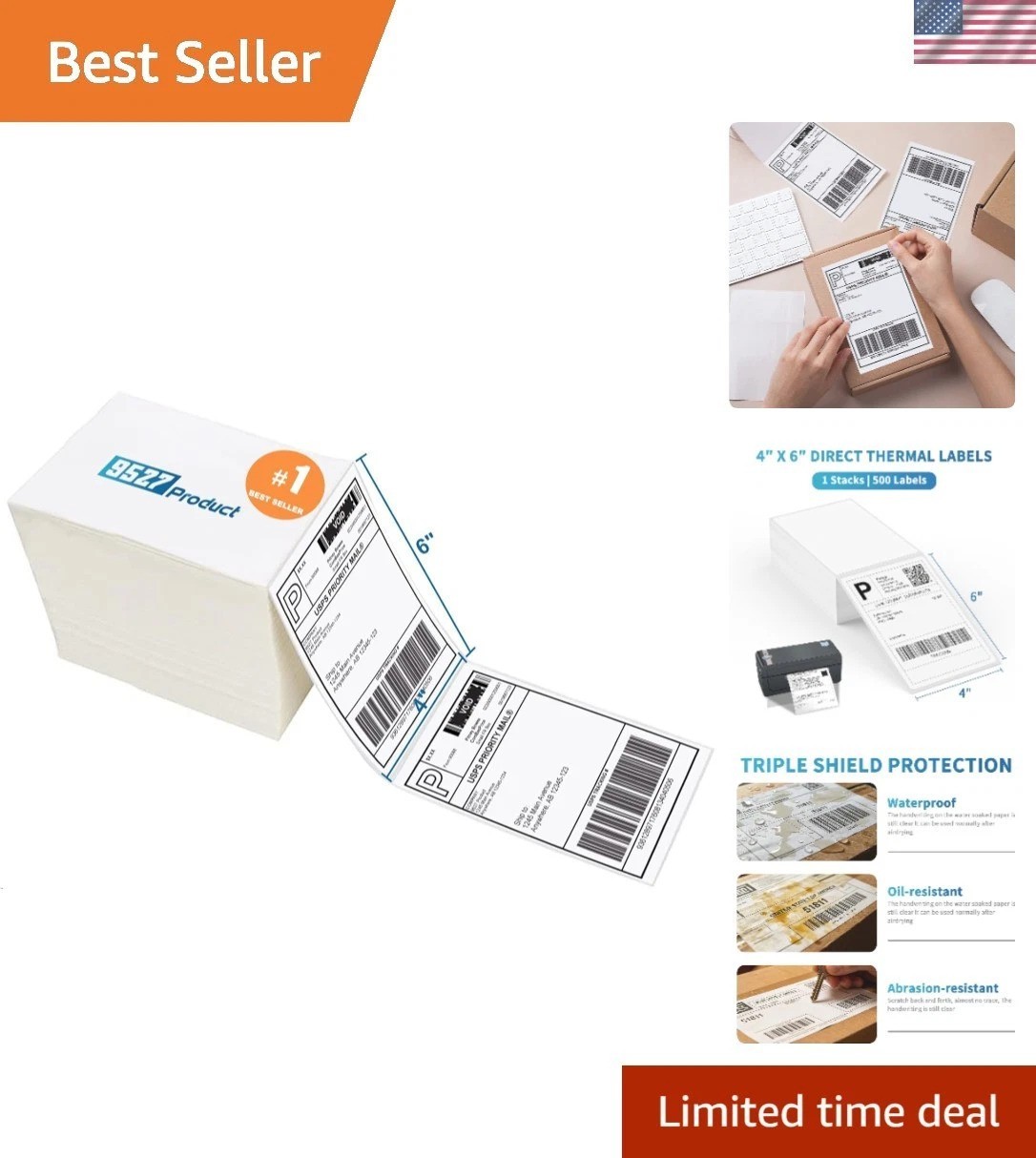 Fanfold 4×6 Shipping Labels – 500 Count Direct Thermal for Efficient Labeling