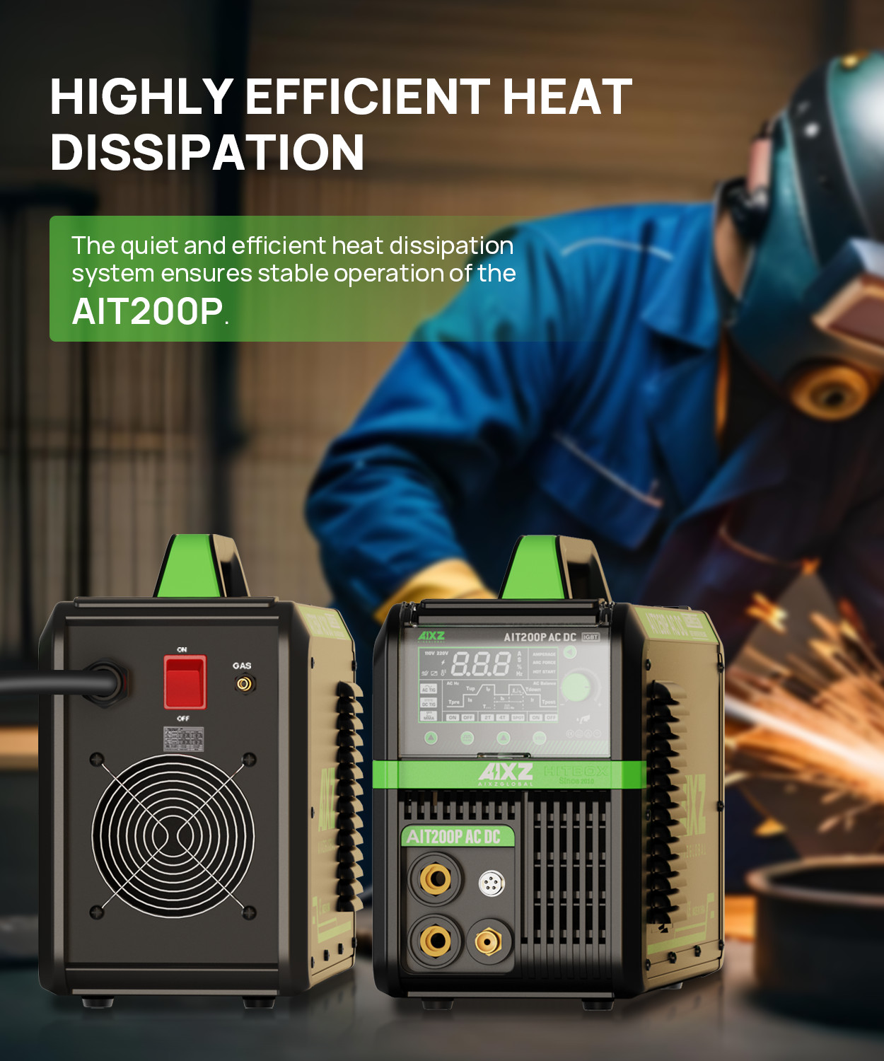 AC DC Aluminium TIG/MMA Welding Machine 200A 110V/230V Pulse Spot HF TIG Welder