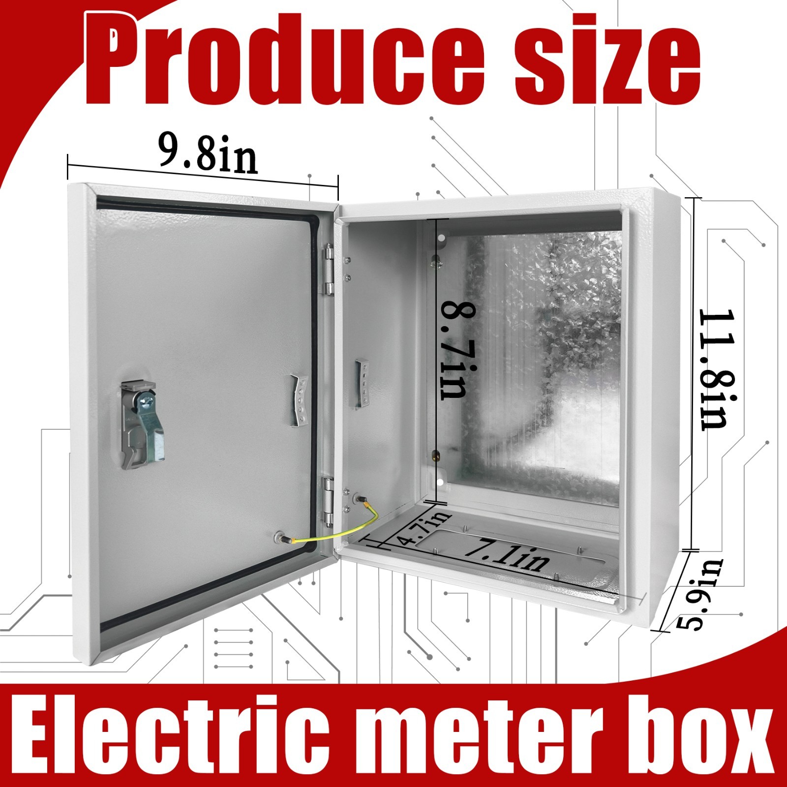 12 x 10 x 6» Carbon Steel Electrical Enclosure Box IP65 Wall Mount