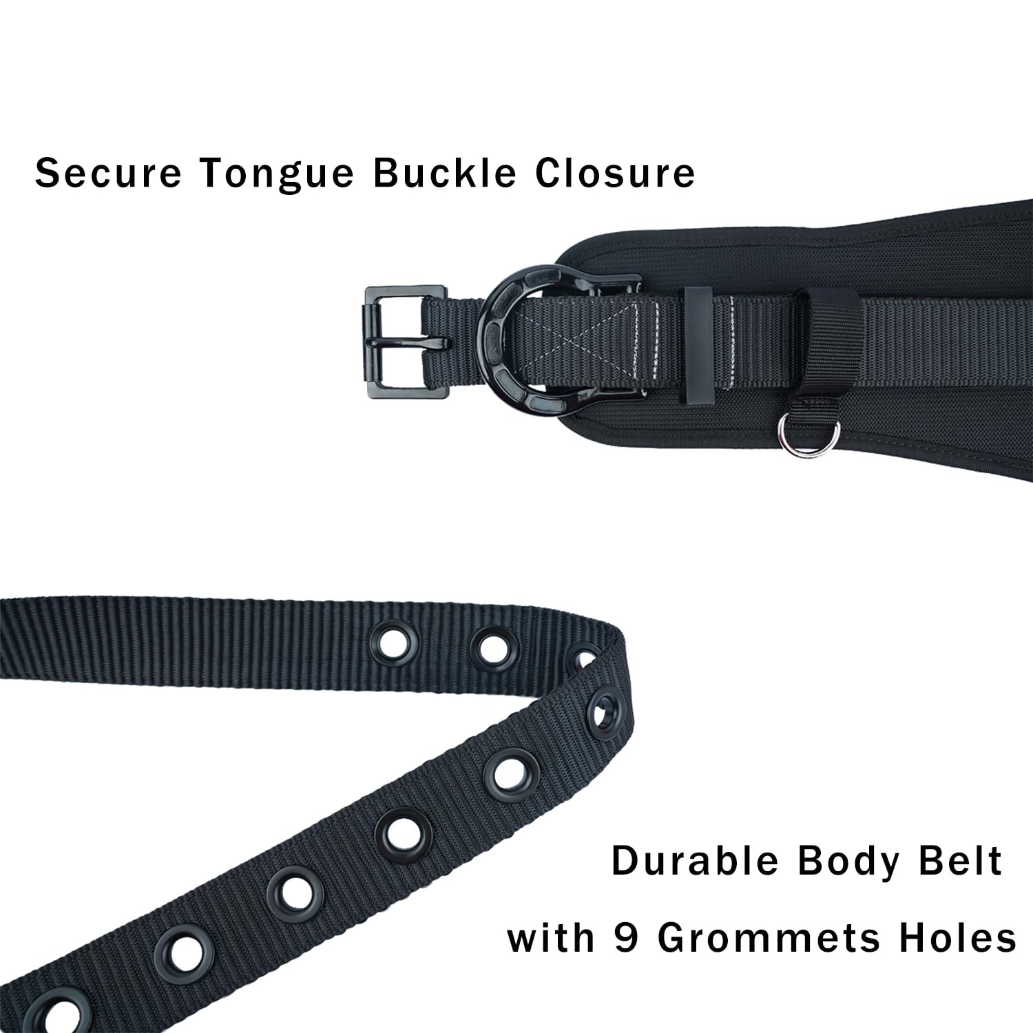 Heavy Duty Polyester Work Body Belt Black Tool Support Strap Secure Fastener