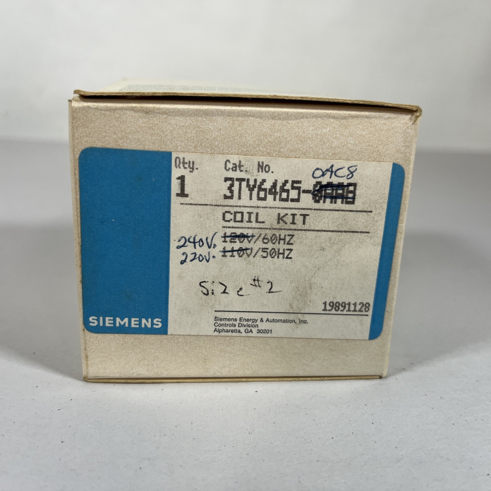 NIB Siemens Part # 3TY6465-0AC8 Coil Kit 240v/60Hz 220V/50Hz – New in Box