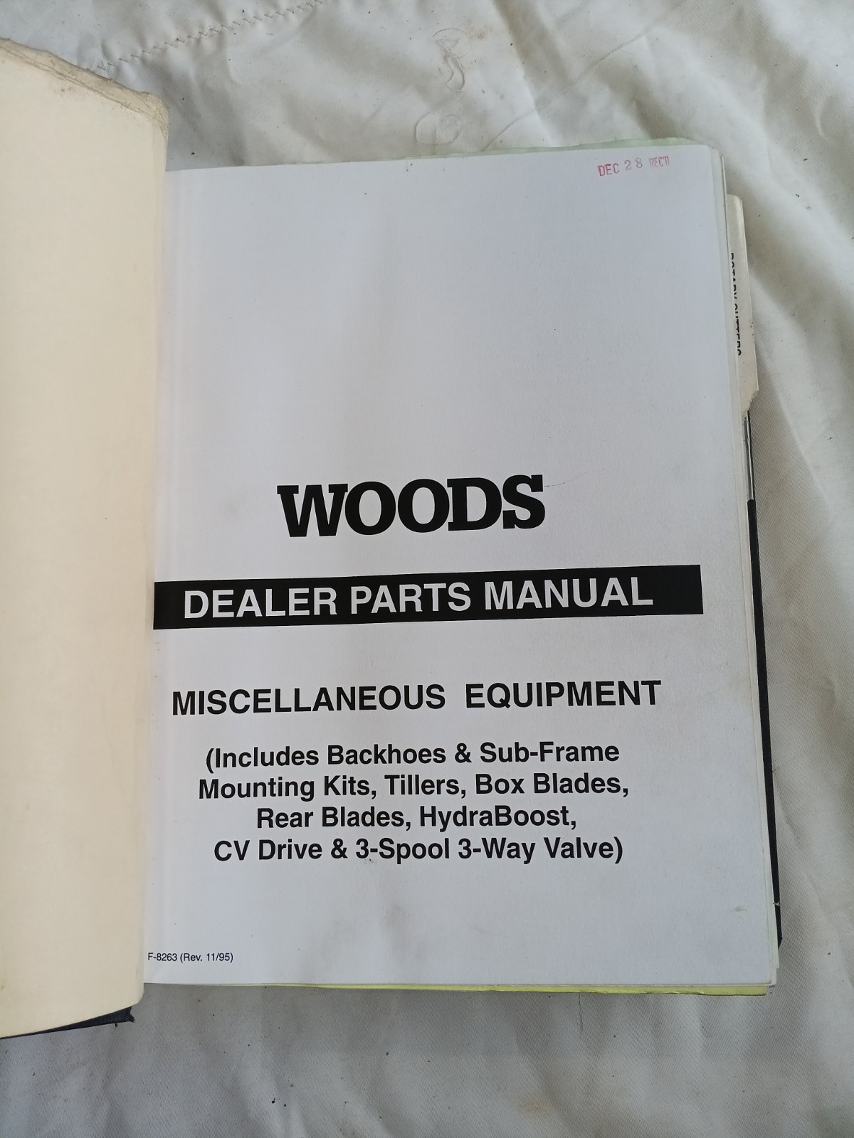 Woods Parts Manual Binder Rotary Cutters Mowers Misc. Equipment