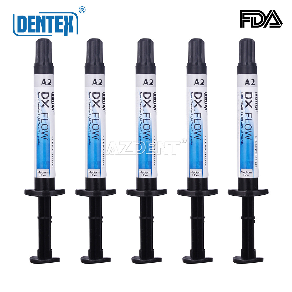 3 X Dentex Dental Flowable Light Cure Composite Resin Flowable Medium A2 DX.FLOW