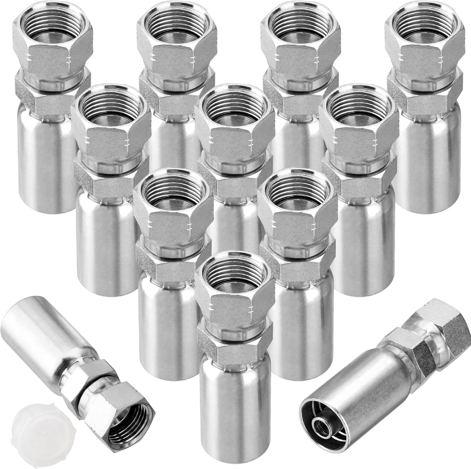 New-12 Pack 3/8″ Hydraulic Hose Fittings, 3/8″ I.D. Hose x 1/2″ JIC 37° Female