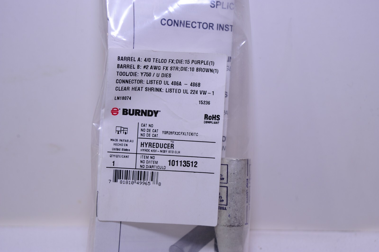 Burndy Hyreducer kit Die:15 purple to Die:10 brown Item No: 10113512
