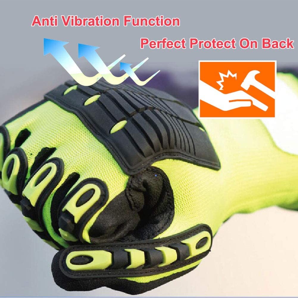 Anti Vibration Oil-proof Cut Resistant Safety Work Glove,Full finger,Yellow N…