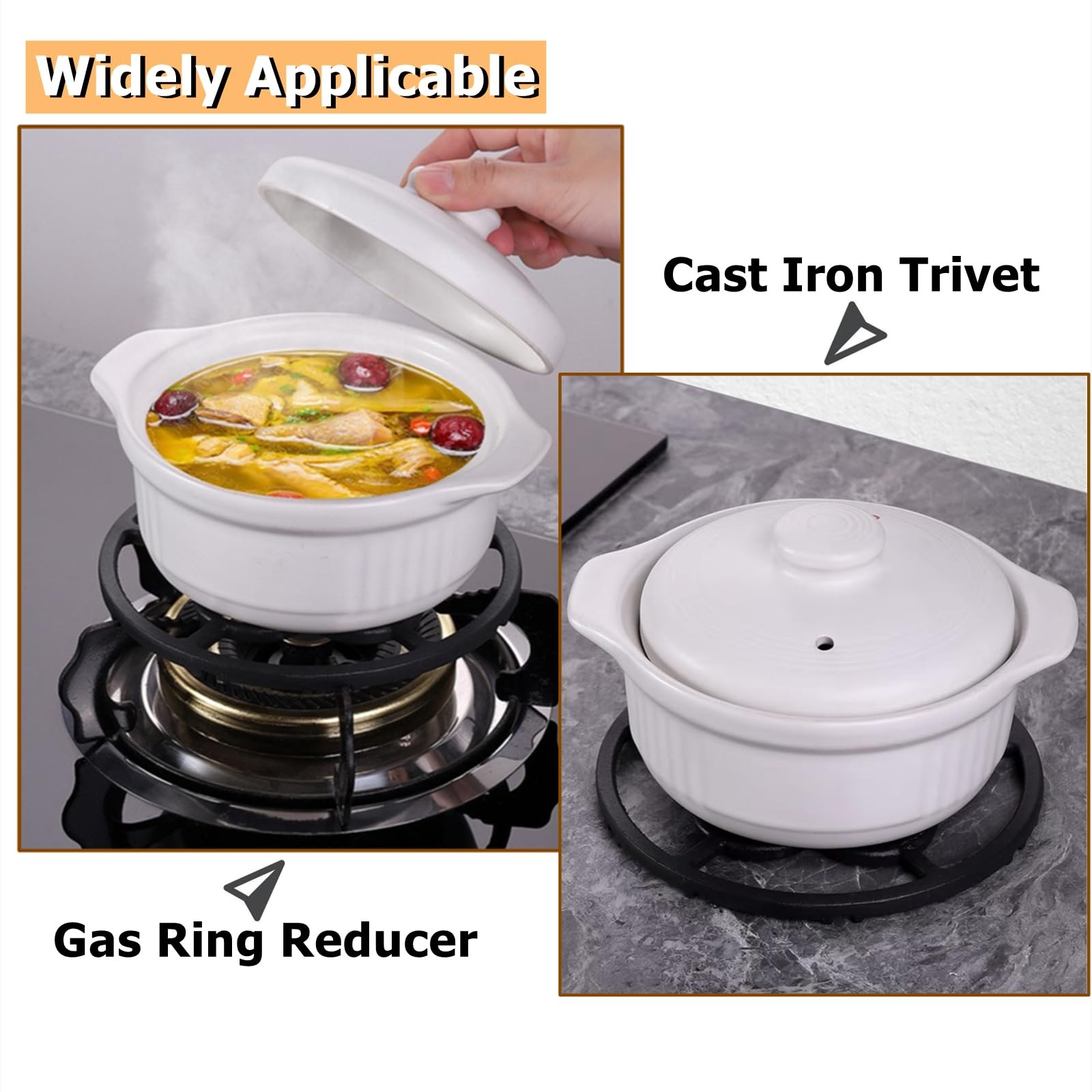 Cast Iron Wok Support Ring Stovetop Stand, Non Slip Gas Ring Reducer for Moka…