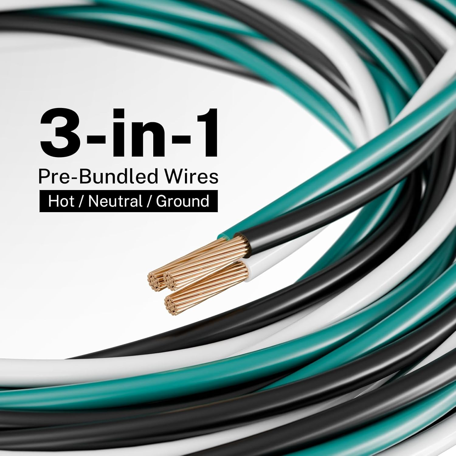 12 AWG THHN/THWN Copper Wire, 3-Color, Pre-Twisted, 25 FT | UL Listed Stranded C